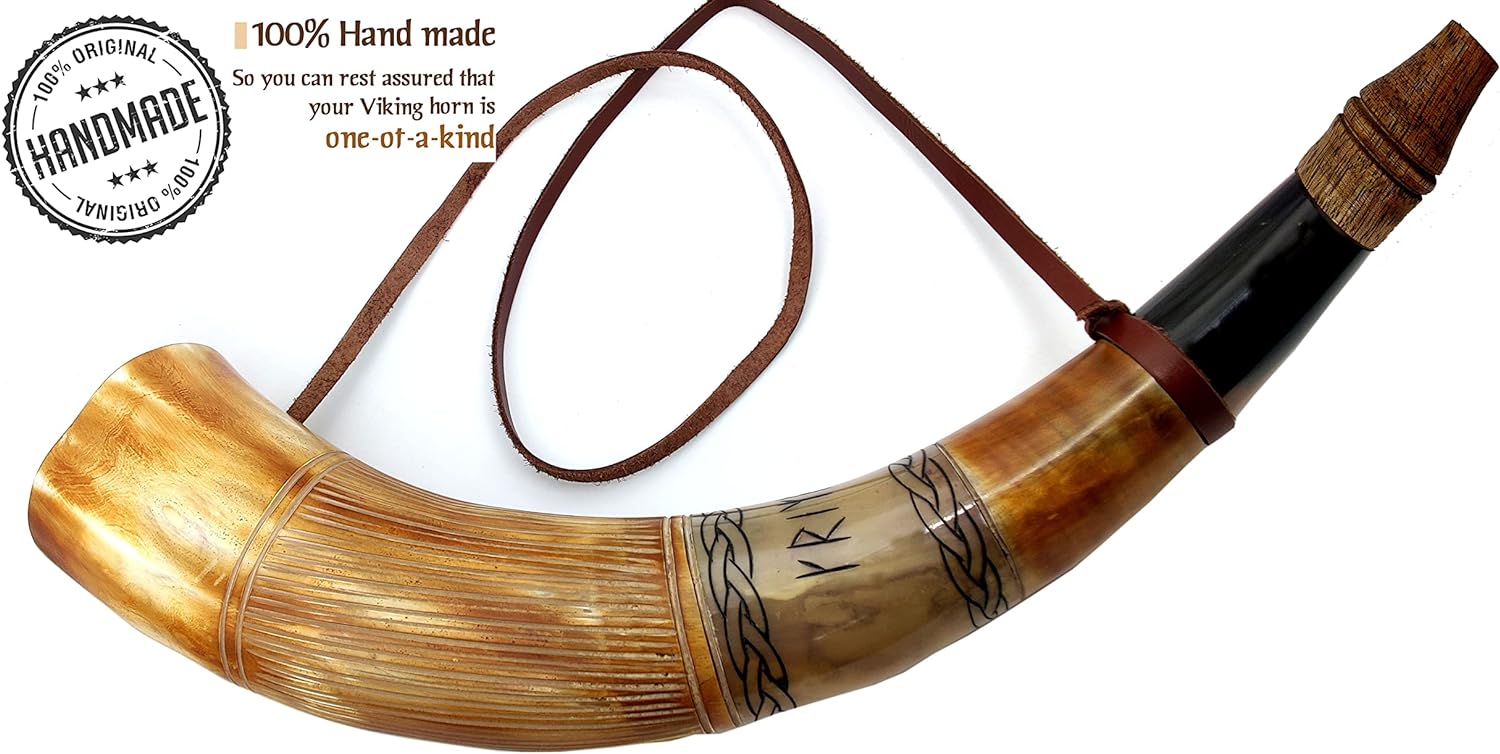 Viking Blowing Cow Horn Whistle - Medieval Buffalo Sounding Horn - Norse Cattle Bugle - Hunting Tool with Resonating Sound - Image 4