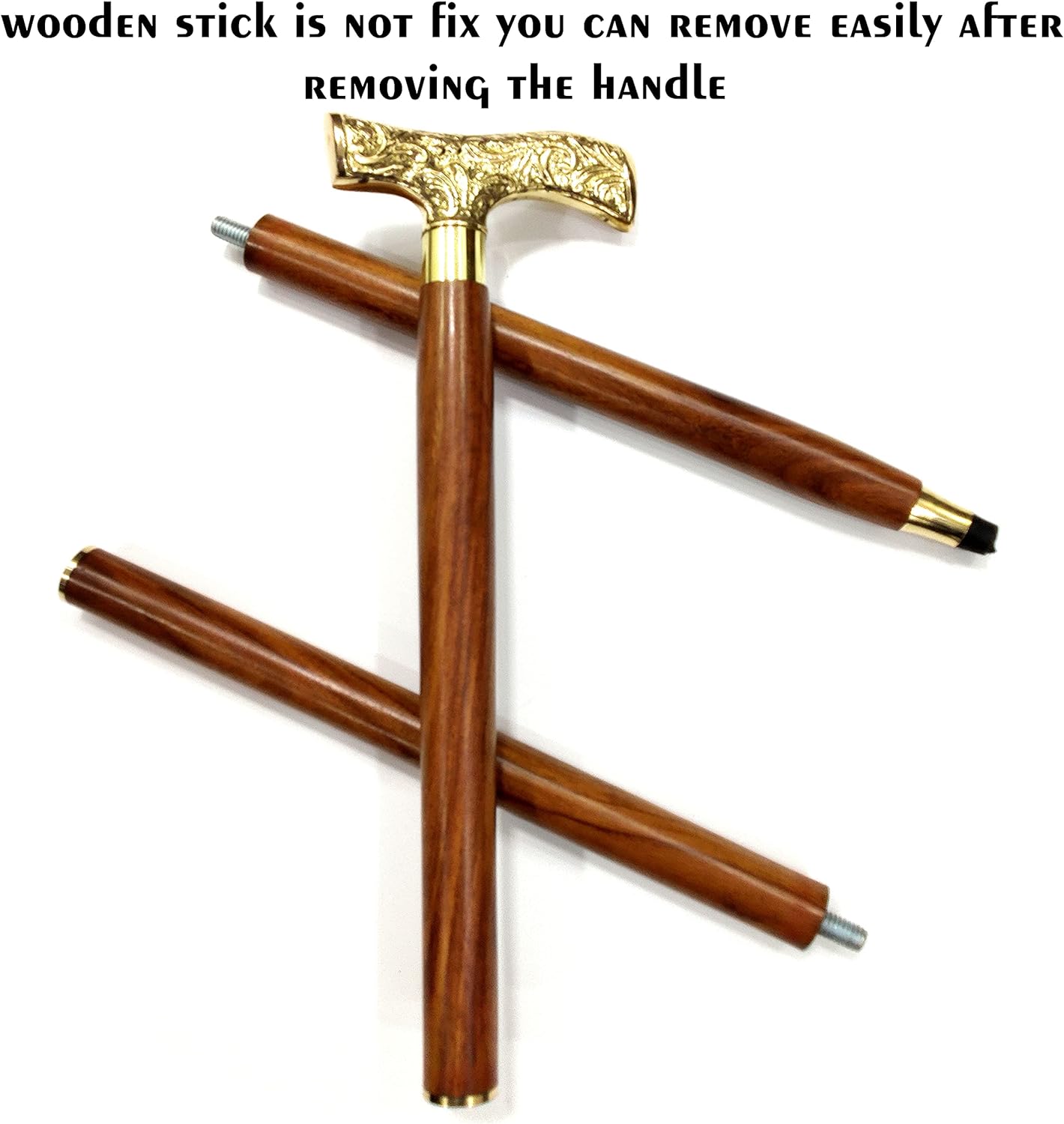 Walking Stick - Men's Derby Canes - 37" Brown Ebony with Brass Handle - Image 4