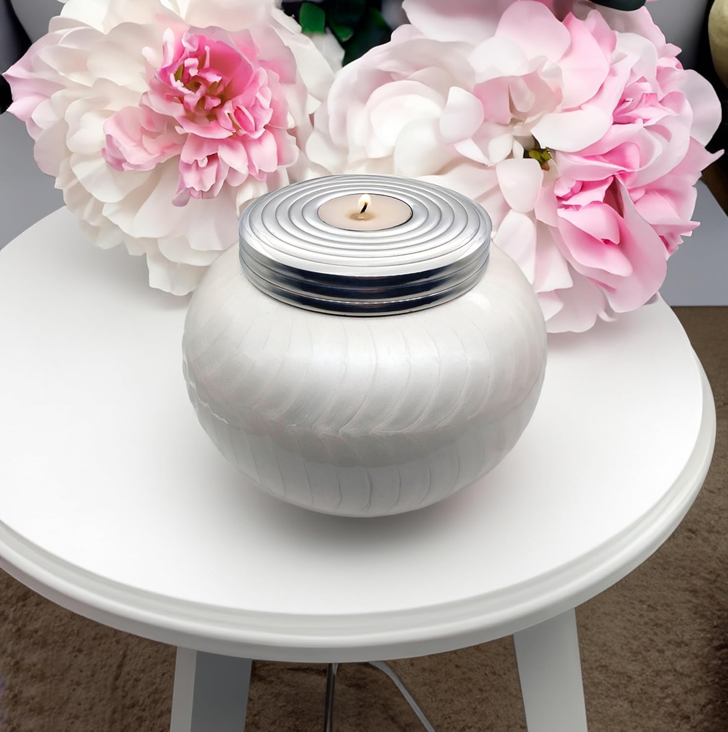 White Candle Cremation Urn | Modern Decorative Memorial Urn for Human Ashes | Suitable for Funeral, Burial, Columbarium, or Home | Includes Velvet Bag - Image 4