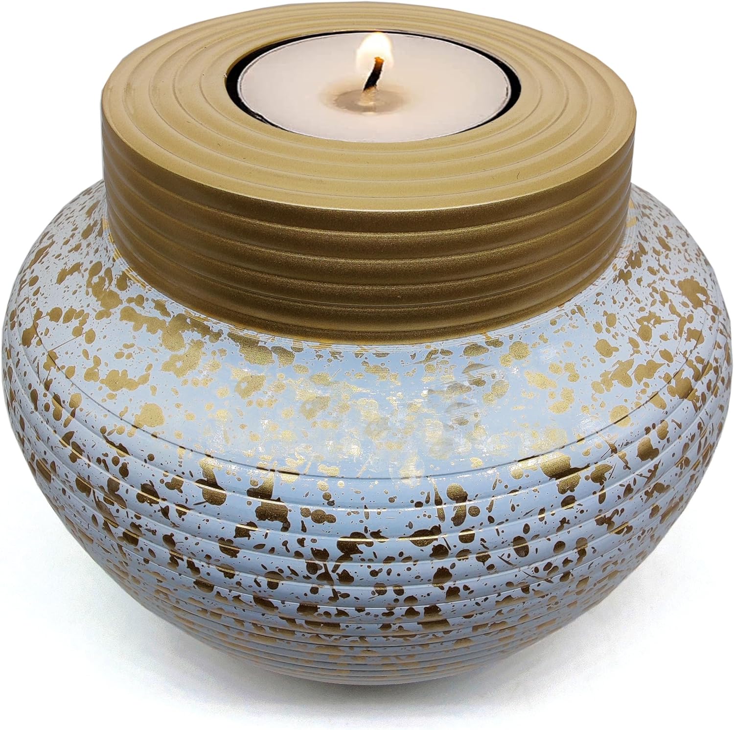 White & Gold Candle Decorative Urn | Memorial Urn for Human Ashes | Suitable for Funeral, Burial, Columbarium, or Home | Includes Velvet Bag - Image 2