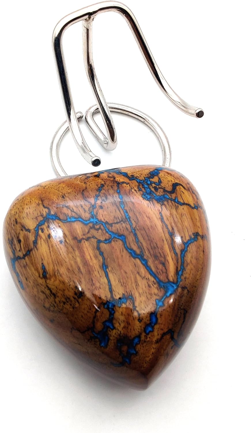 Wooden Blue Heart Keepsake Urn for Adults | Handcrafted Urn for Human and Pet Ashes | Includes Display Stand - Image 3