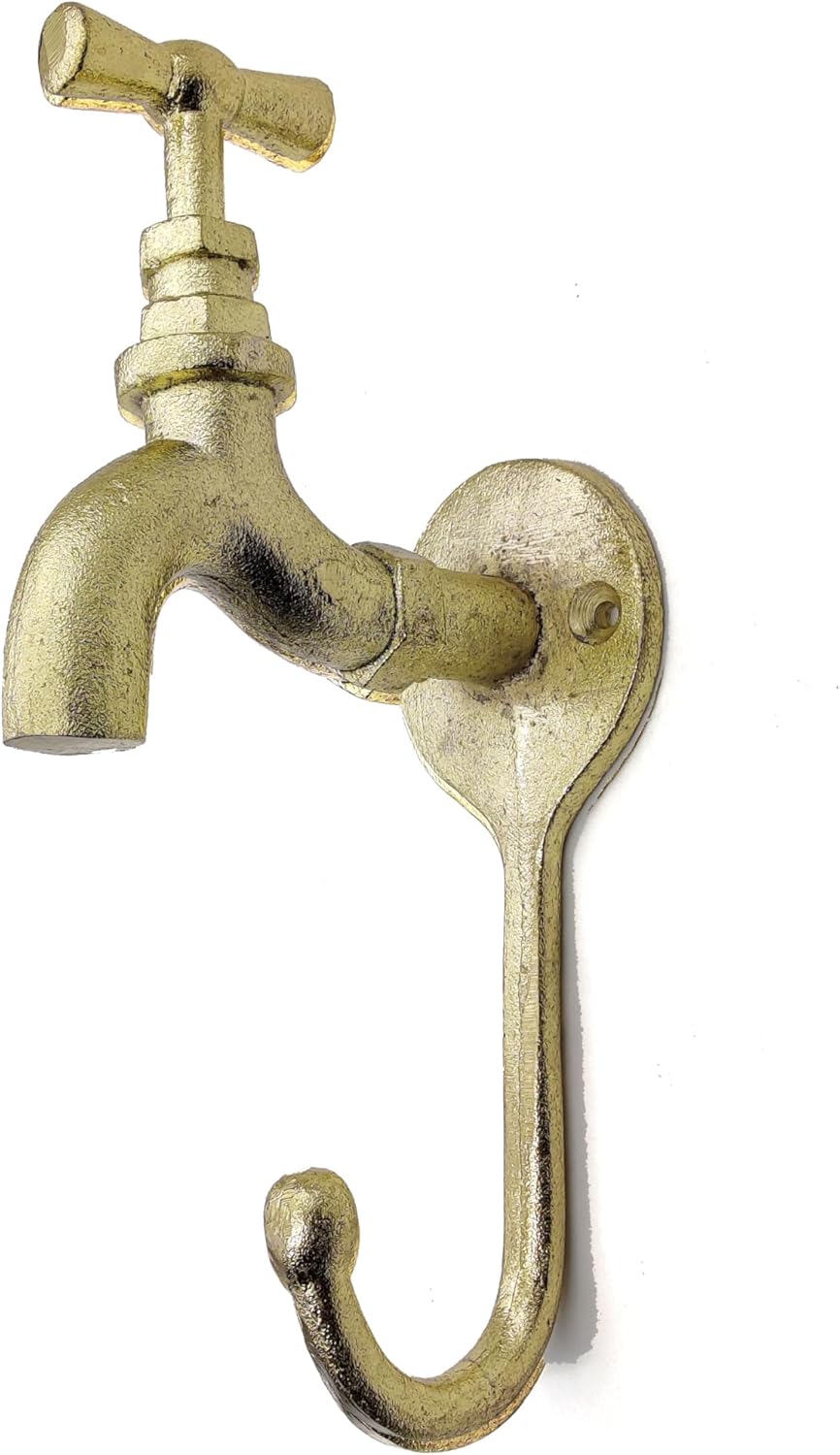 Heavy Duty Brass Tap Coat Hook - Vintage Wall Mounted Single Hook for Coats, Clothes, and Towels - Polish Finish. - Image 2