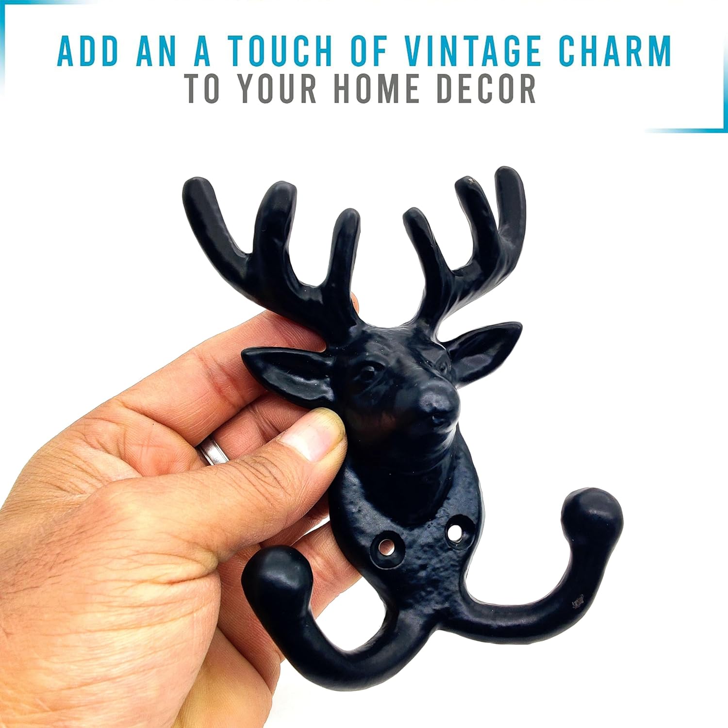 Deer Antler Wall Mount Coat Rack - Heavy Duty Cast Iron Key and Coat Hook, Vintage Antique Animal Collection. - Image 4