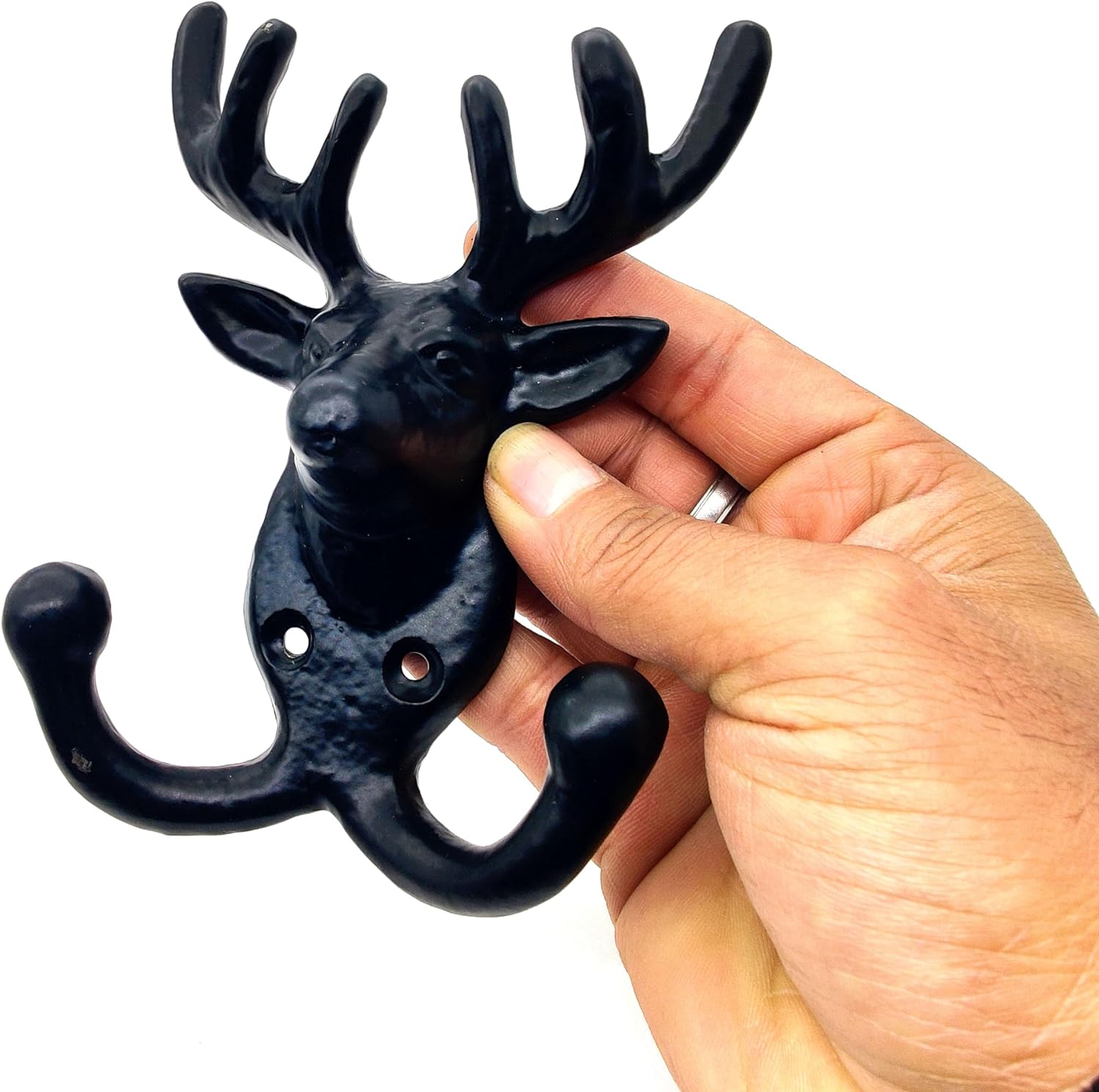 Deer Antler Wall Mount Coat Rack - Heavy Duty Cast Iron Key and Coat Hook, Vintage Antique Animal Collection. - Image 3