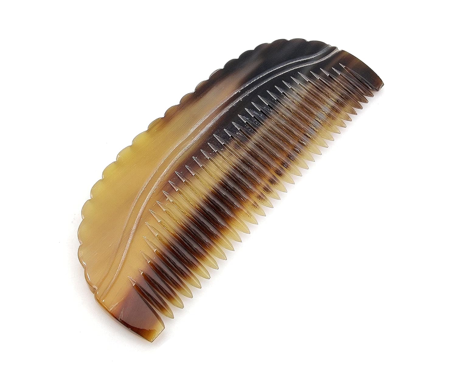 Ox Horn Comb - 100% Handmade Fine Tooth Pocket Comb, Anti-Static Natural Horn for Detangling & Massage ( 4.5 inch )