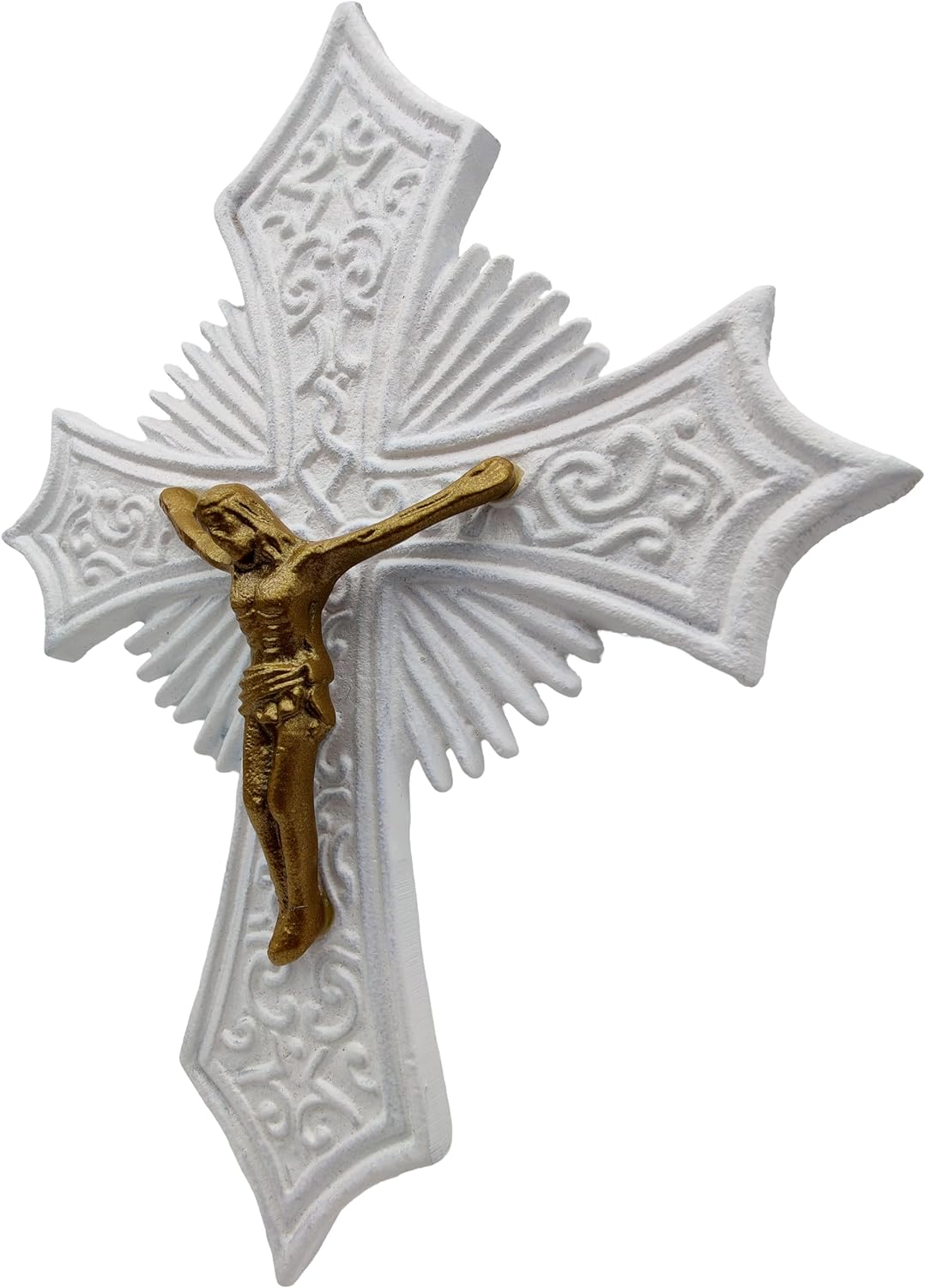 Large 10-Inch Metal White Crucifix Wall Cross – Indoor & Outdoor Catholic Religious Décor, Ideal Gift for Church - Image 3