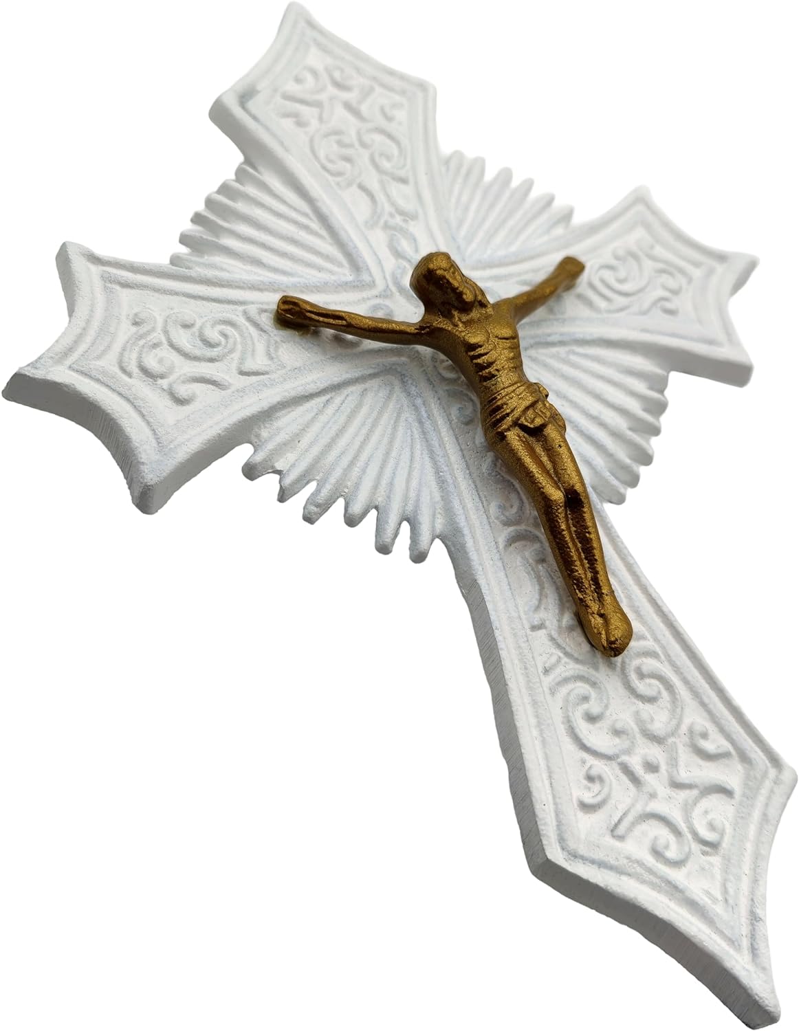 Large 10-Inch Metal White Crucifix Wall Cross – Indoor & Outdoor Catholic Religious Décor, Ideal Gift for Church - Image 5