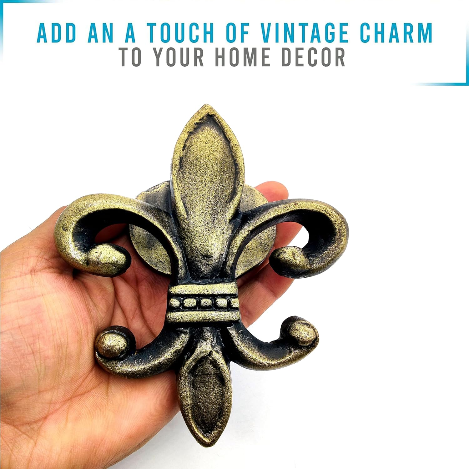 Fleur De Lis Victorian Style Doorbell - Handcrafted Cast Iron Door Knocker, Decorative Hardware for Doors - Image 4
