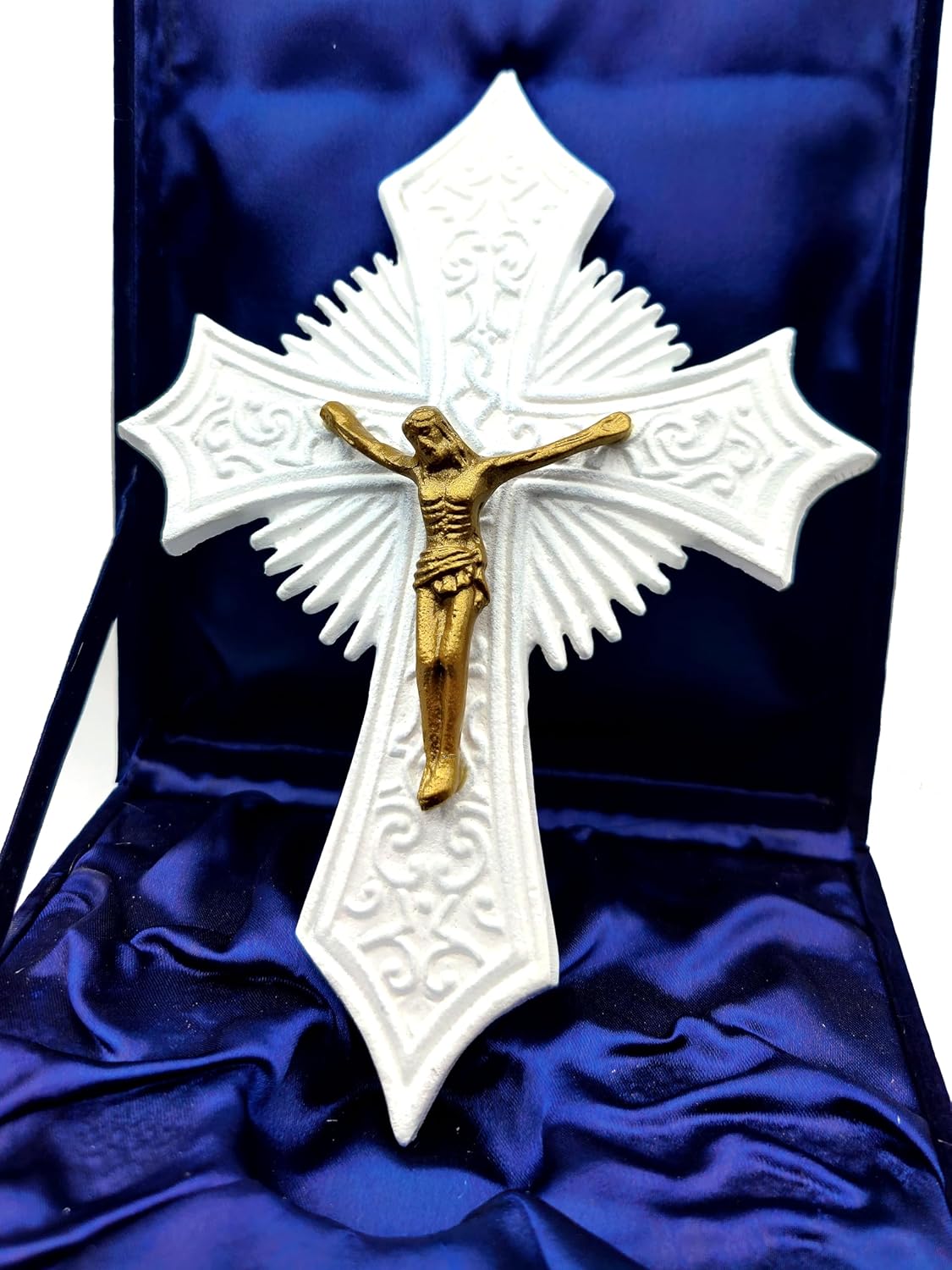 Large 10-Inch Metal White Crucifix Wall Cross – Indoor & Outdoor Catholic Religious Décor, Ideal Gift for Church - Image 4