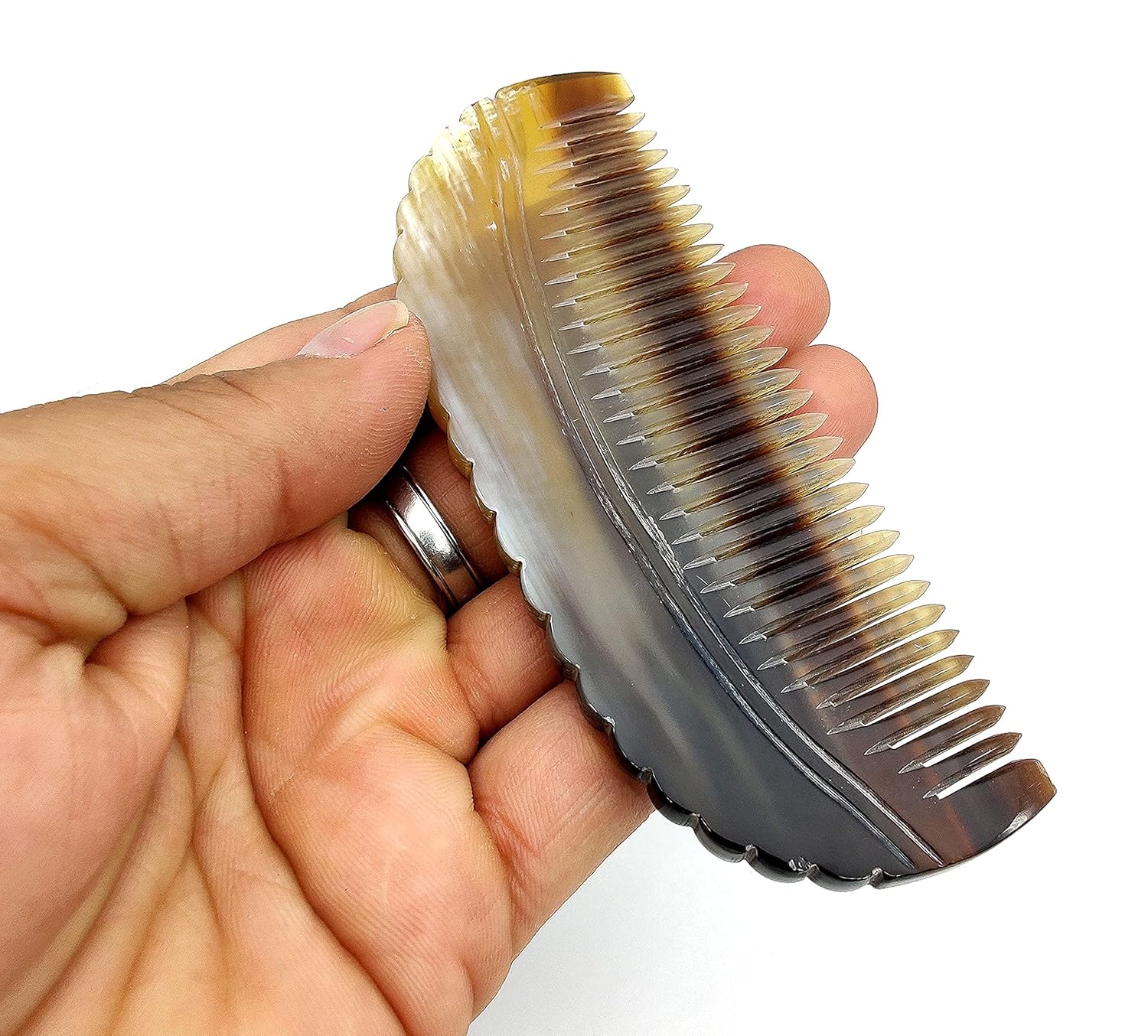 Ox Horn Comb - 100% Handmade Fine Tooth Pocket Comb, Anti-Static Natural Horn for Detangling & Massage ( 4.5 inch ) - Image 2