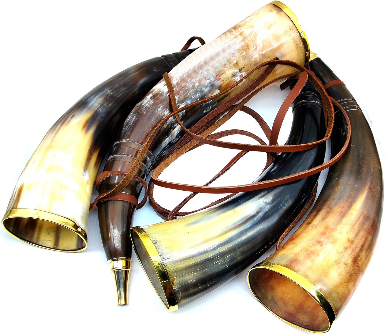 Viking Blowing Ox-Horn Battle Trumpet with Brass Ring – Medieval Buffalo Sounding Horn Bugle for Hunting & Reenactments - Image 5