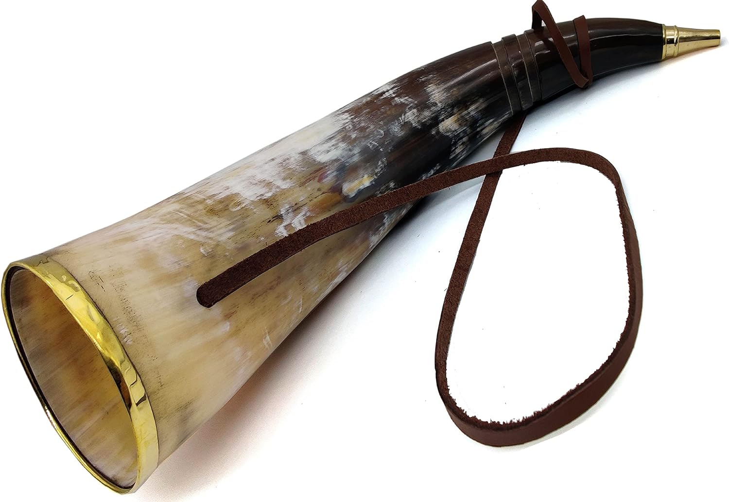 Viking Blowing Ox-Horn Battle Trumpet with Brass Ring – Medieval Buffalo Sounding Horn Bugle for Hunting & Reenactments - Image 4