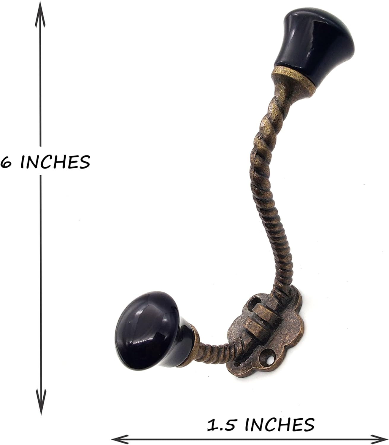 Antique Vintage Rustic Cast Iron Wall Hooks with Ceramic Accents - Coat, Key, Hat, and Towel Hangers. - Image 5