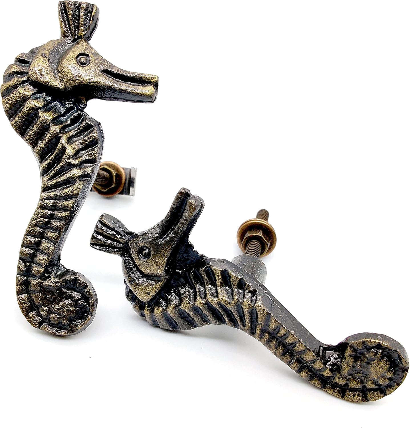 Retro Cast Iron Sea Horse Drawer Pulls – 2 Pack Handles for Cabinets, Dressers, Wardrobes & Kitchen Cupboards - Image 4