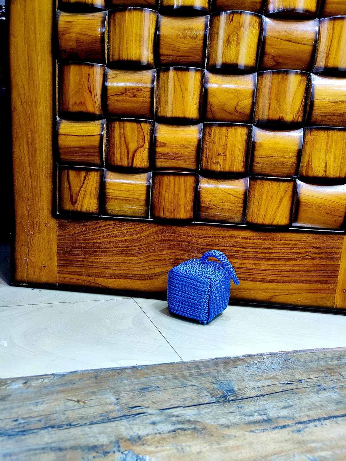 Marseille Monkey Knot Jute Square Rope Door Stopper – Handmade Weighted Sailor Knot Doorstop for Door & Window, (Blue) - Image 4