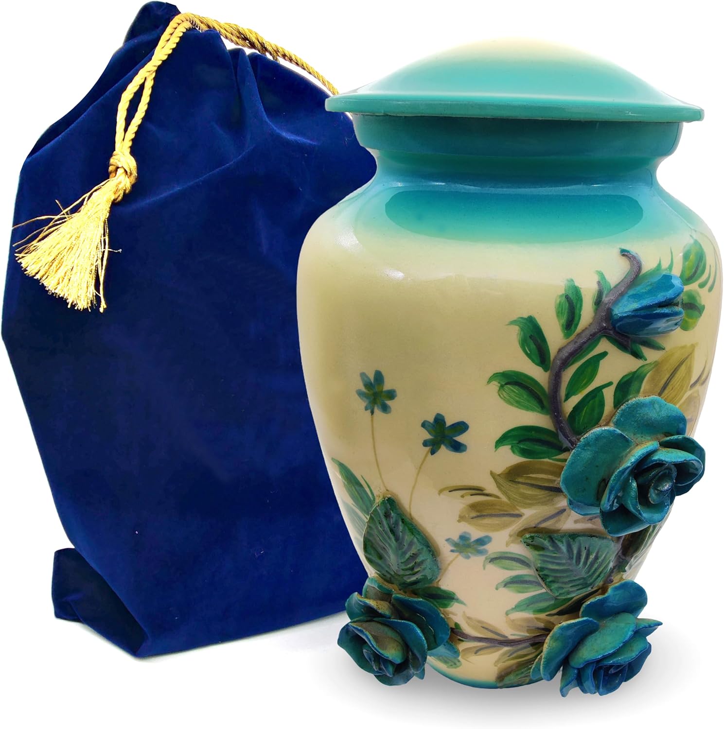 3D Flowers Cremation Urn - Hand-Crafted Full-Size Urn for Adult Funeral Ashes Burial