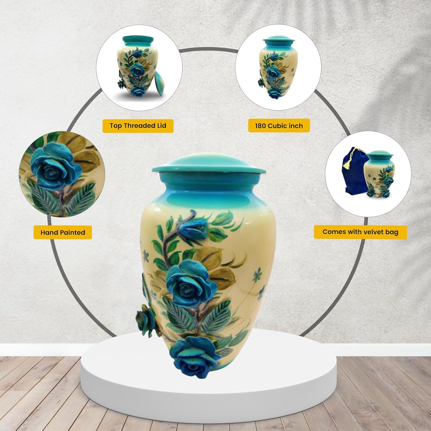 3D Flowers Cremation Urn - Hand-Crafted Full-Size Urn for Adult Funeral Ashes Burial - Image 5