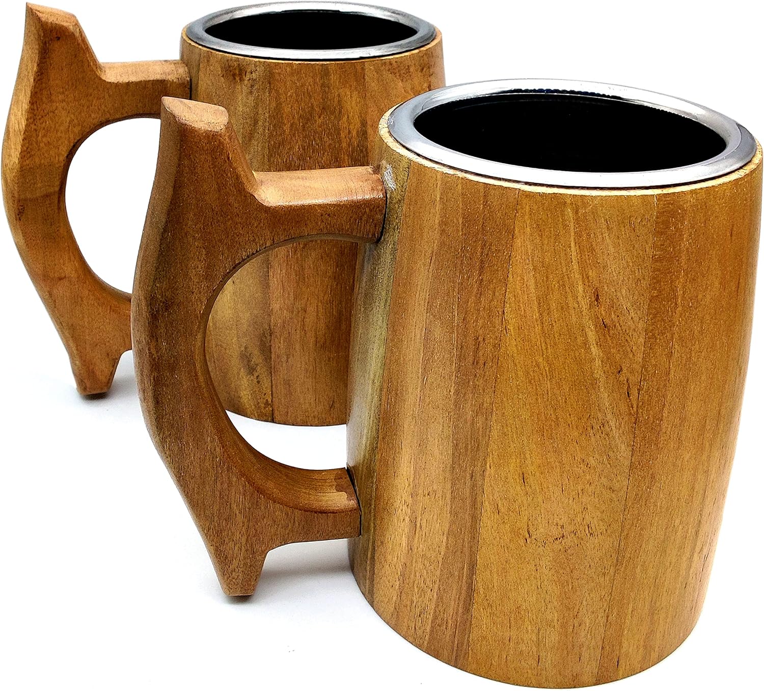 Handmade Wooden Beer Mug – 16 Oz D&D Tankard with Stainless Steel Interior, Eco-Friendly Vintage Barrel Design - Image 3