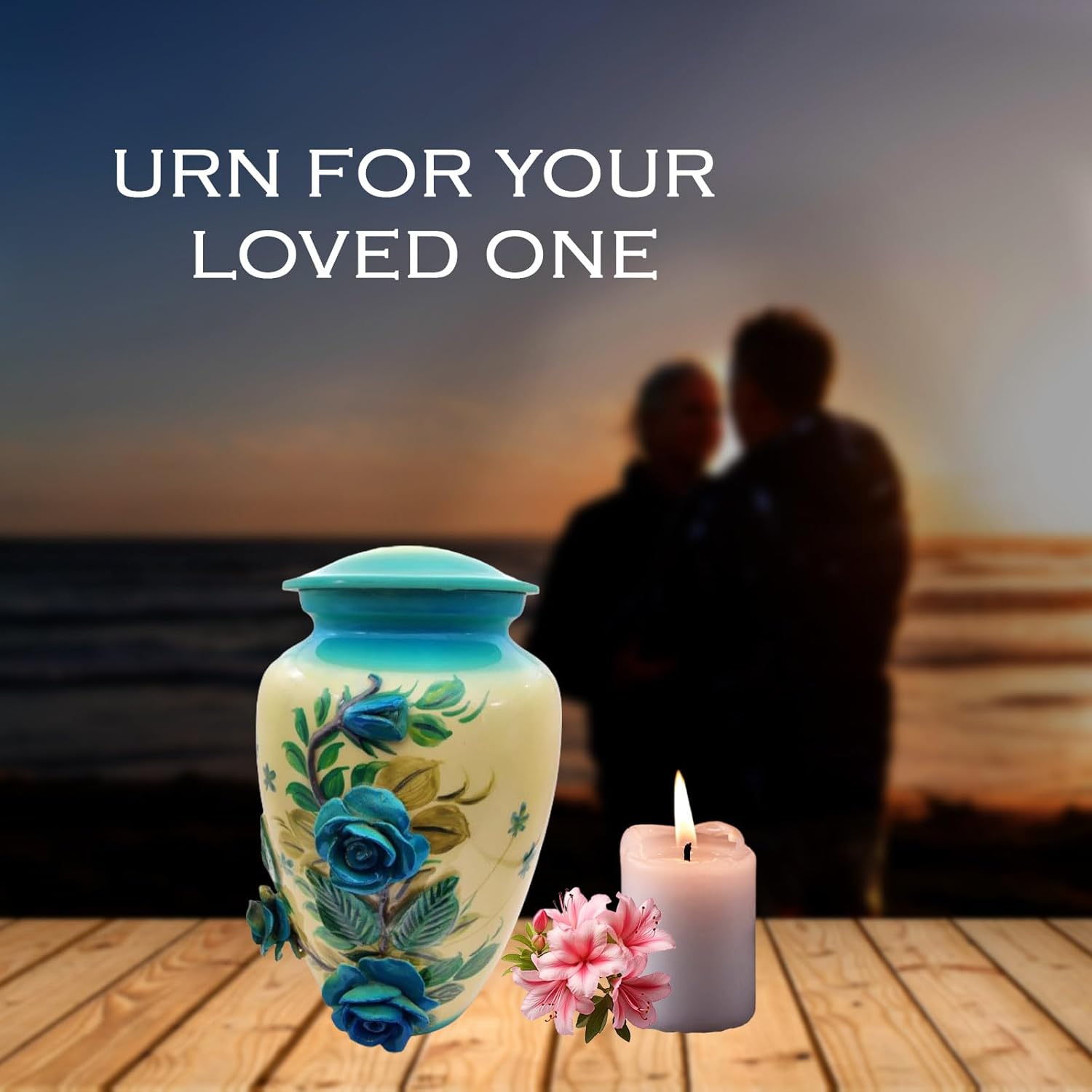 3D Flowers Cremation Urn - Hand-Crafted Full-Size Urn for Adult Funeral Ashes Burial - Image 4