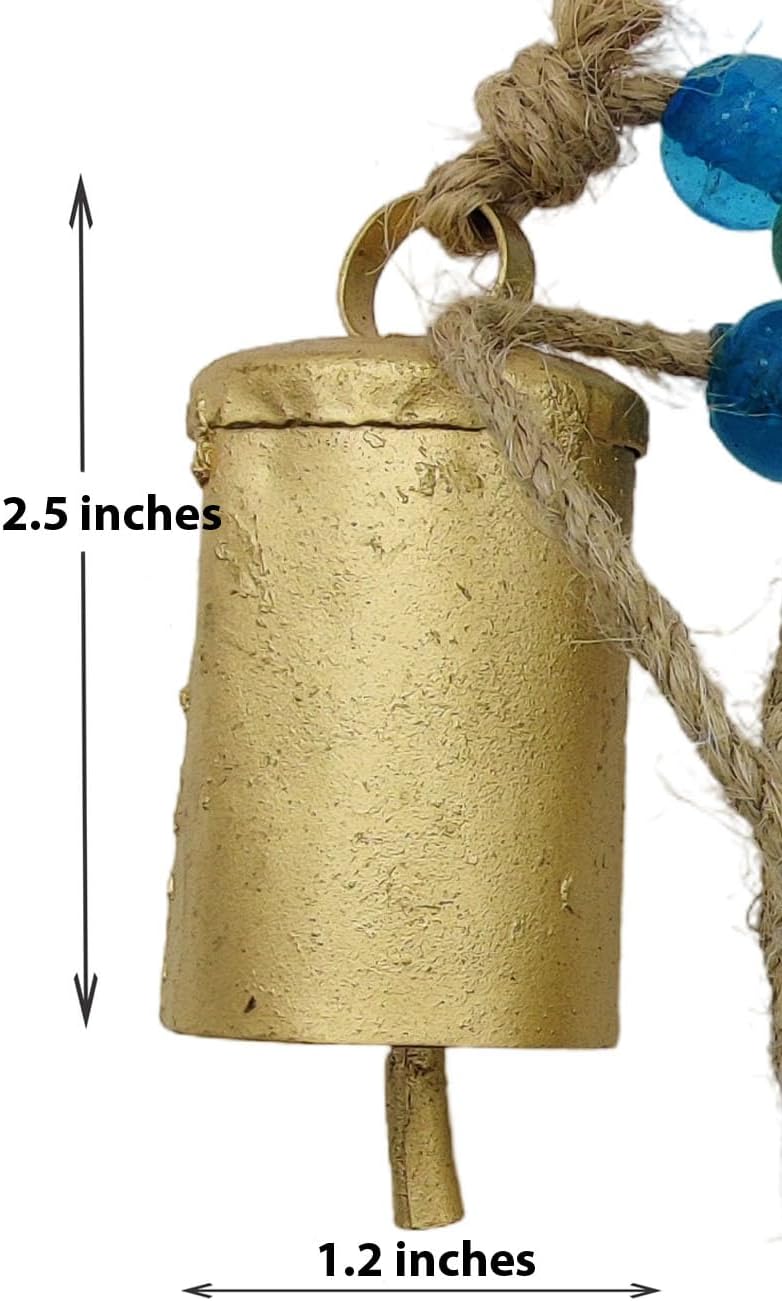 Rustic Style 5 Bells Cluster – Handmade Metal Harmony Christmas Hanging Cow Bells on Jute Rope - Image 3
