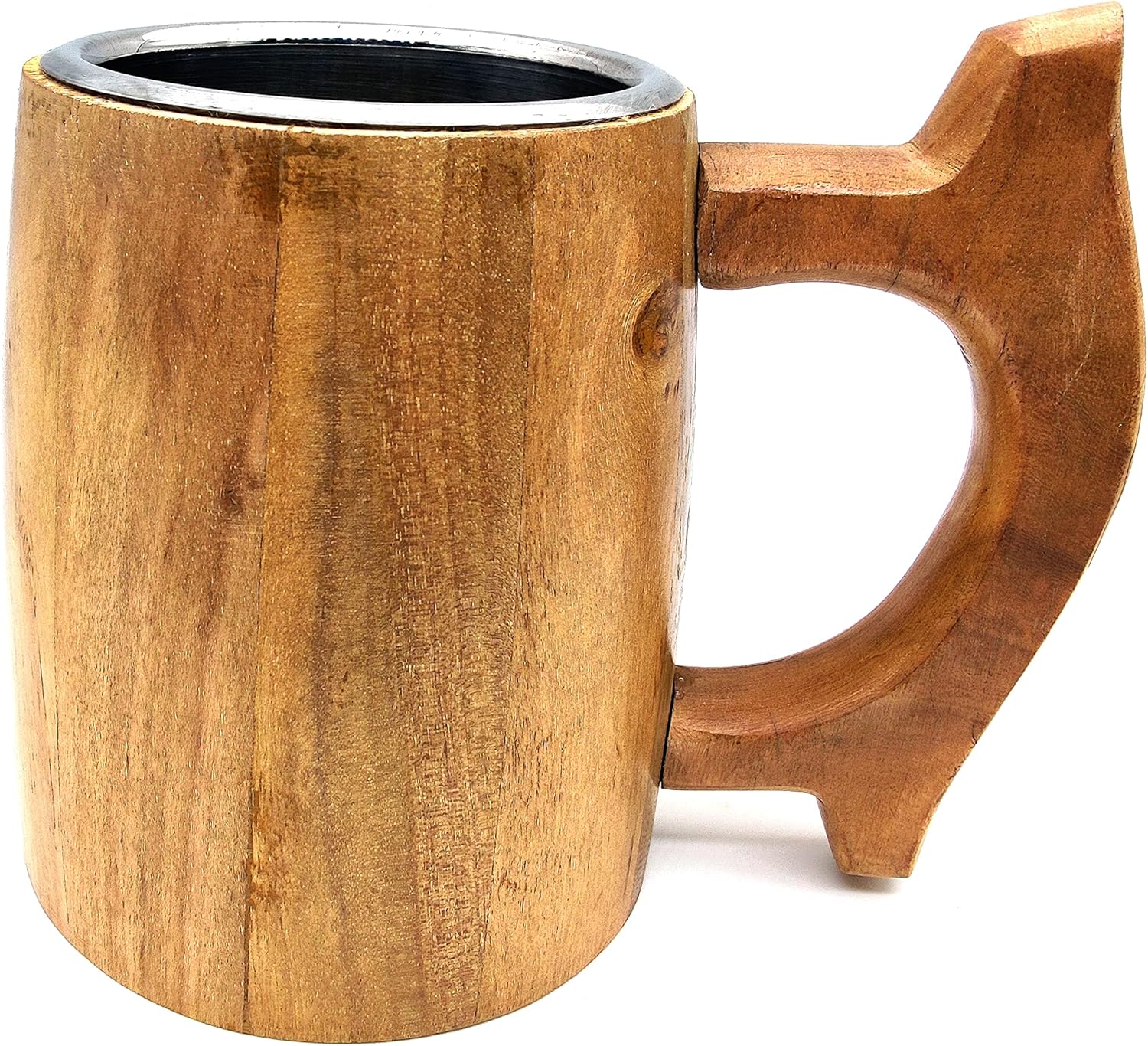 Handmade Wooden Beer Mug – 16 Oz D&D Tankard with Stainless Steel Interior, Eco-Friendly Vintage Barrel Design - Image 4