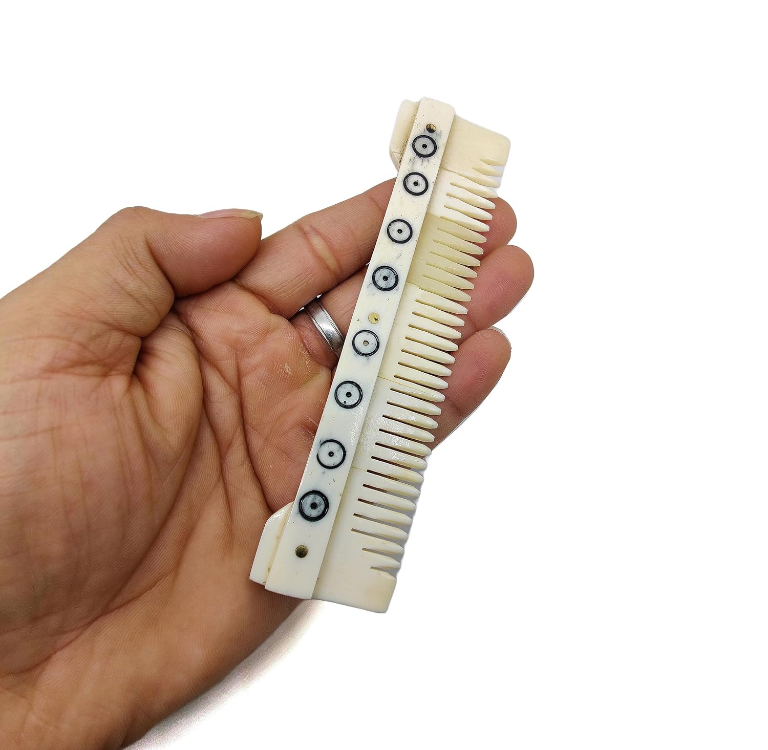 5-Inch Authentic Bone Comb - Hand-Carved Fine-Tooth Pocket Comb for Gentle Hair Care, Eco-Friendly Viking Style - Image 2