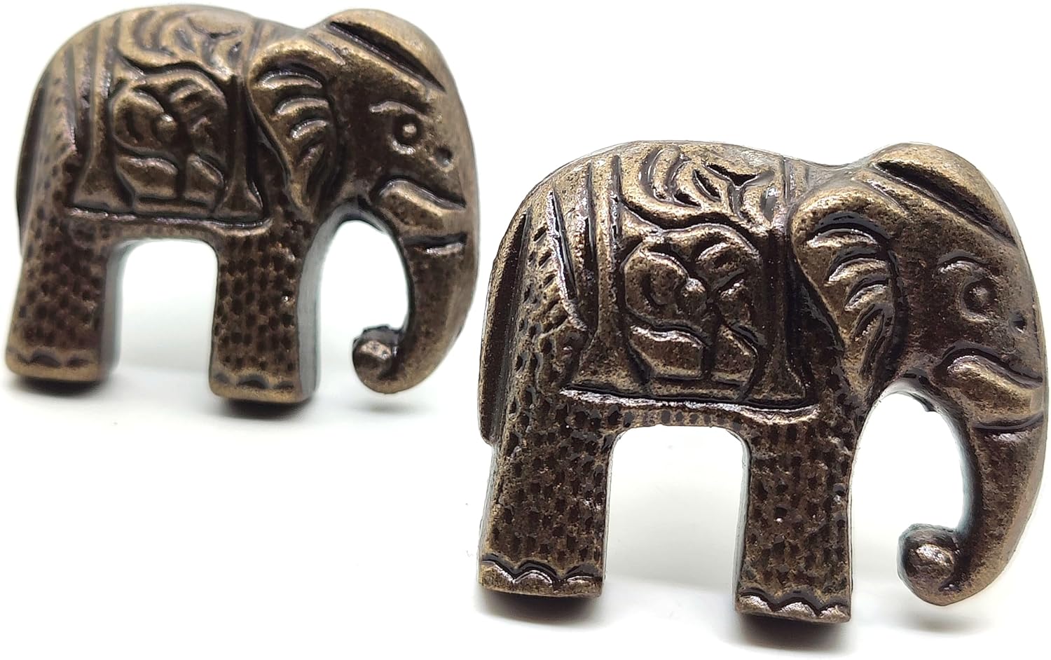 Cast Iron Elephant Knob – Set of 2 Metal Cabinet Drawer Pulls, Coastal Decor Handles for Closet Cupboard, Classic Dresser Knobs - Image 4