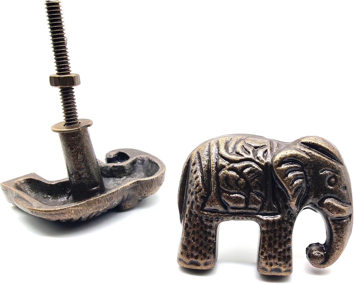 Cast Iron Elephant Knob – Set of 2 Metal Cabinet Drawer Pulls, Coastal Decor Handles for Closet Cupboard, Classic Dresser Knobs - Image 5