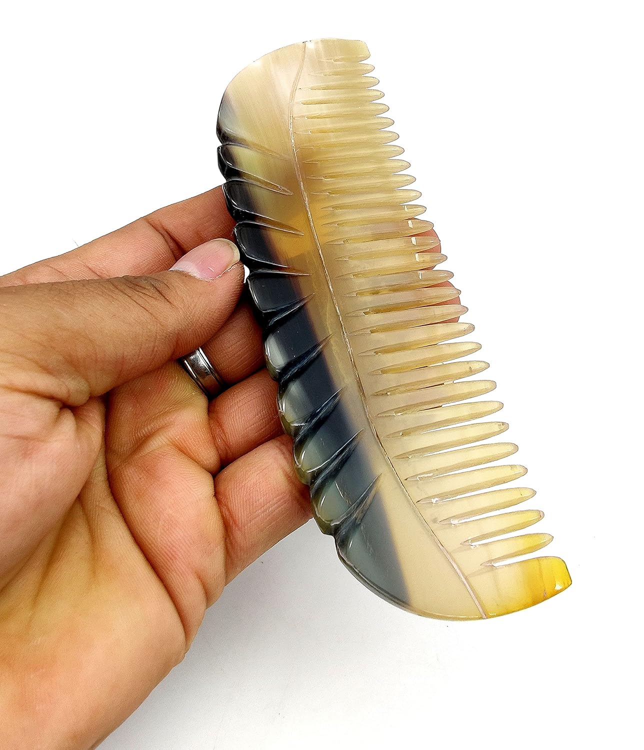 Ox Horn Comb - 100% Handmade Anti-Static Fine Tooth Pocket Comb, Professional Detangling & Massage Comb (5.5 inch) - Image 3