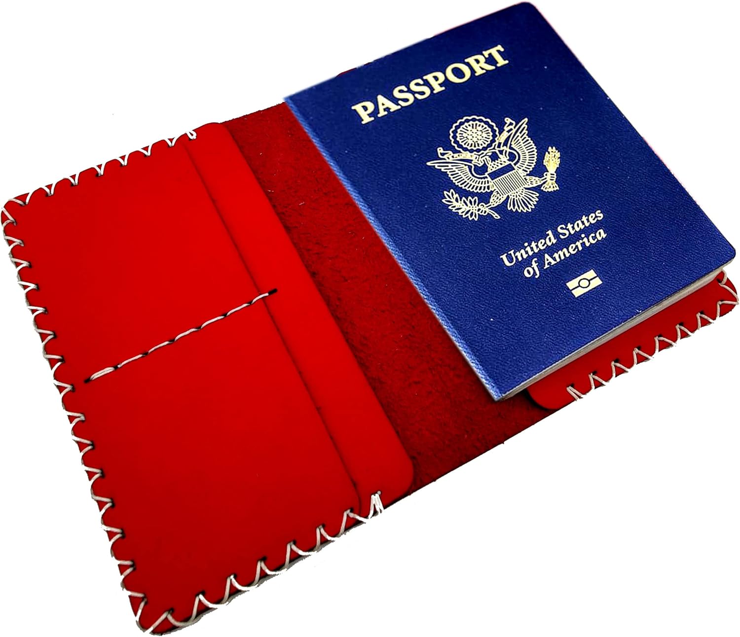 Vegan Leather Passport Cover Wallet – Red Travel Case & Field Notes Holder, Unique Color, Ideal Gift for Him, Her, or Couples - Image 4