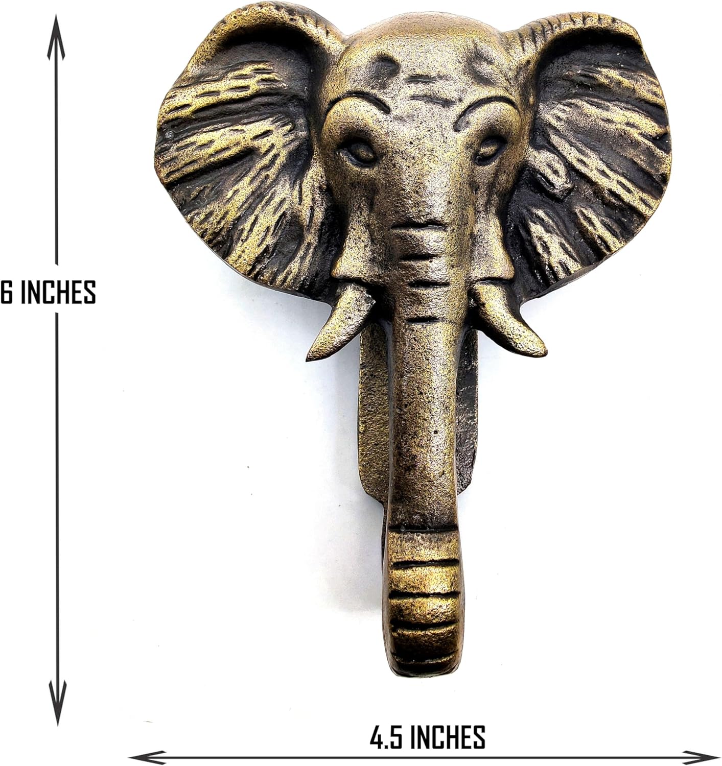 Elephant Door Knocker - Antique Finish Solid Cast Iron Decorative Hardware for Front Door with Strike Plate - Image 6