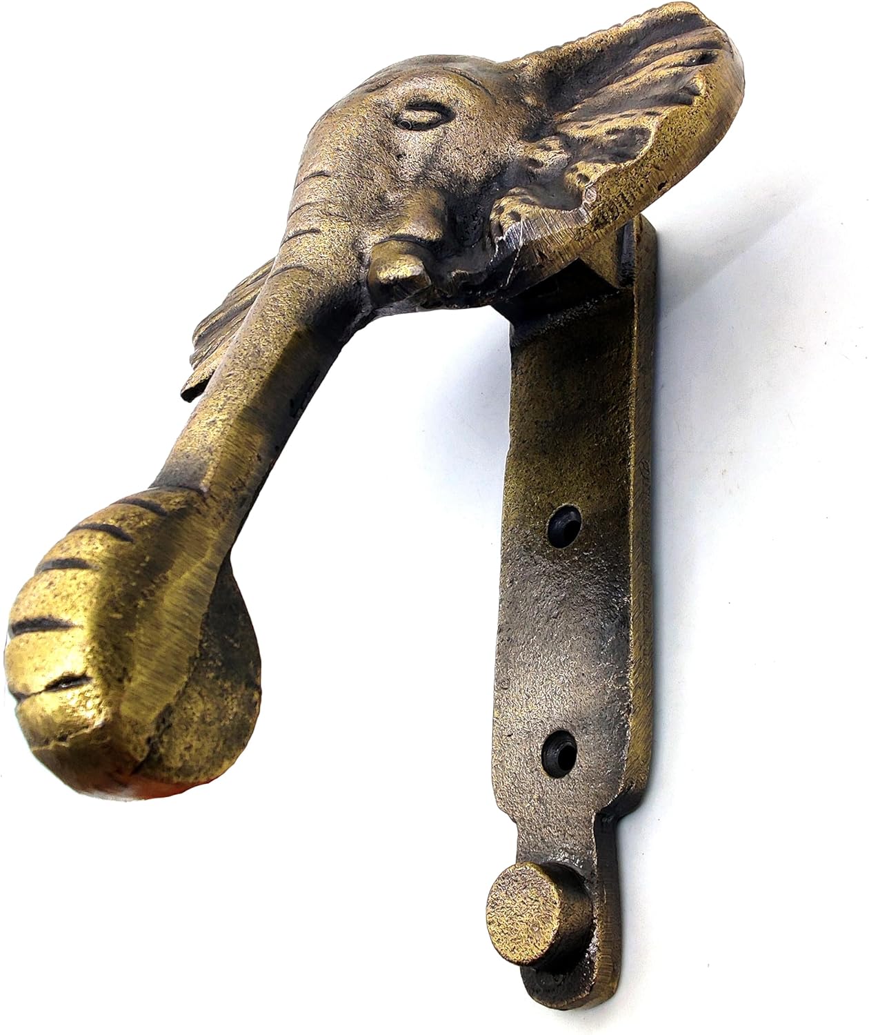 Elephant Door Knocker - Antique Finish Solid Cast Iron Decorative Hardware for Front Door with Strike Plate - Image 4