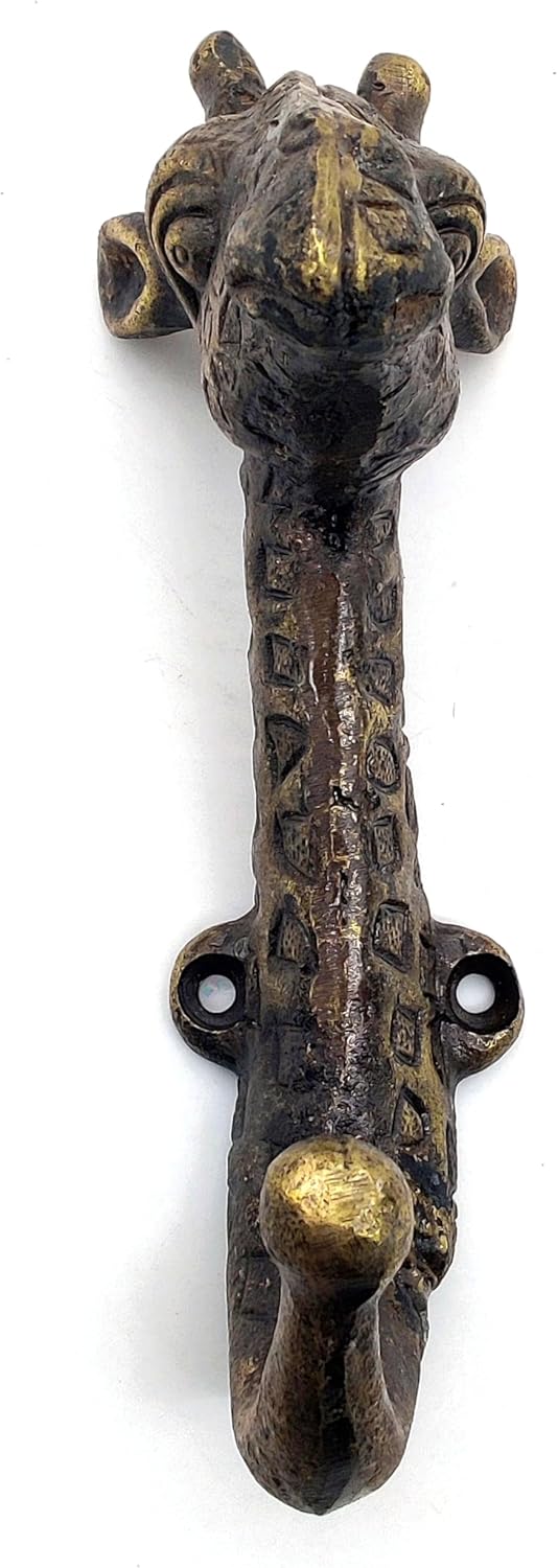 Decorative Giraffe Head Wall Hook - Animal Shaped Door Hanger for Coats, Hats, Keys - Antique Rustic Finish. - Image 2