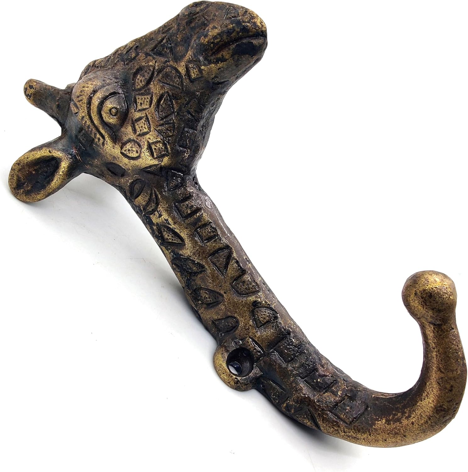 Decorative Giraffe Head Wall Hook - Animal Shaped Door Hanger for Coats, Hats, Keys - Antique Rustic Finish. - Image 3