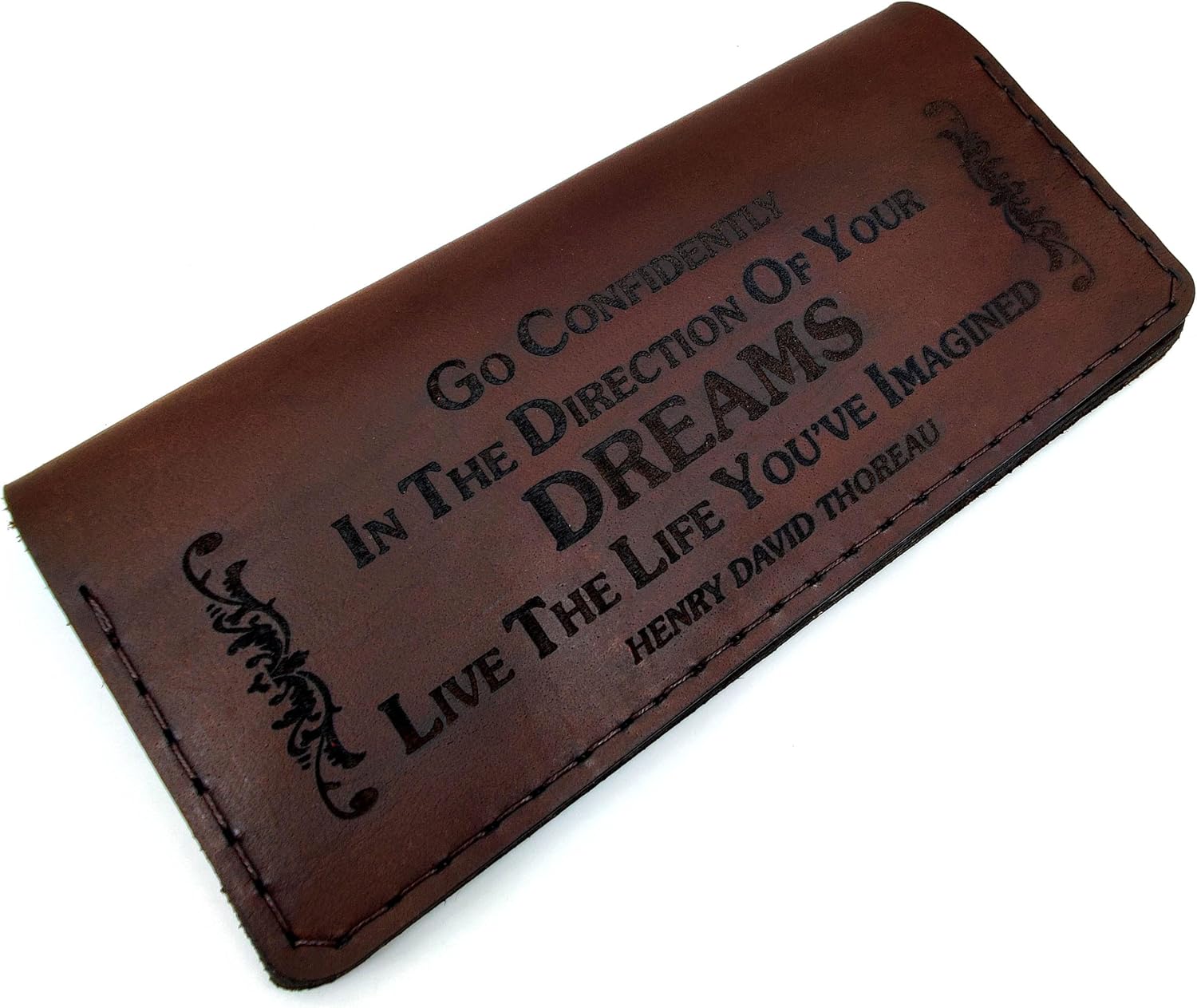 Full Grain Leather Passport Holder & Travel Wallet – 8.5" Brown Cover, Holds Field Notes & Credit Cards