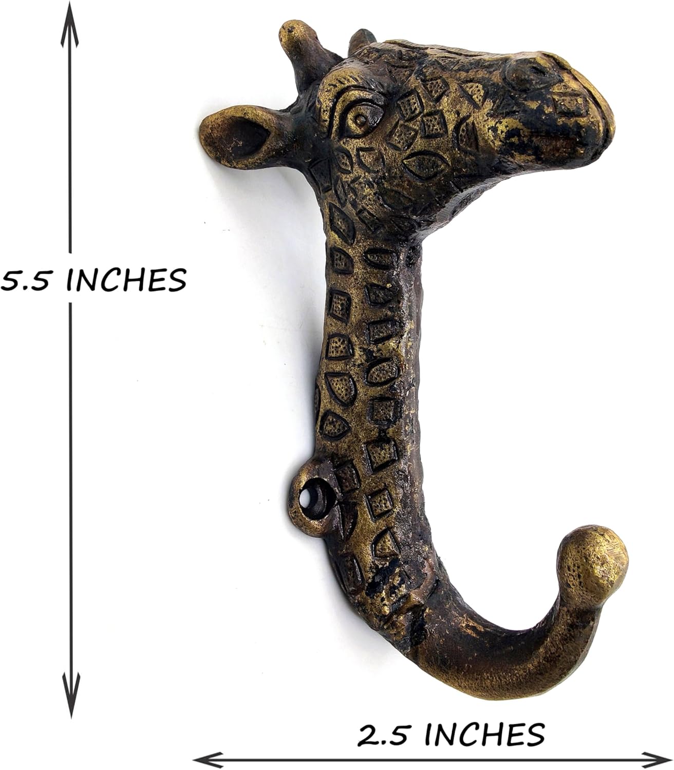 Decorative Giraffe Head Wall Hook - Animal Shaped Door Hanger for Coats, Hats, Keys - Antique Rustic Finish. - Image 5