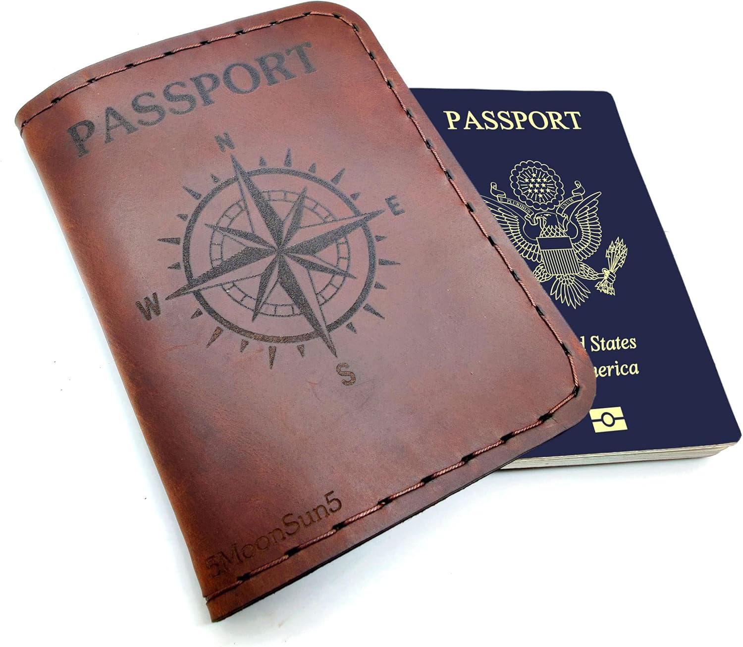 Full Grain Leather Passport Cover & Field Notes Wallet – Handmade Travel Document Holder & Organizer, Brown - Image 3