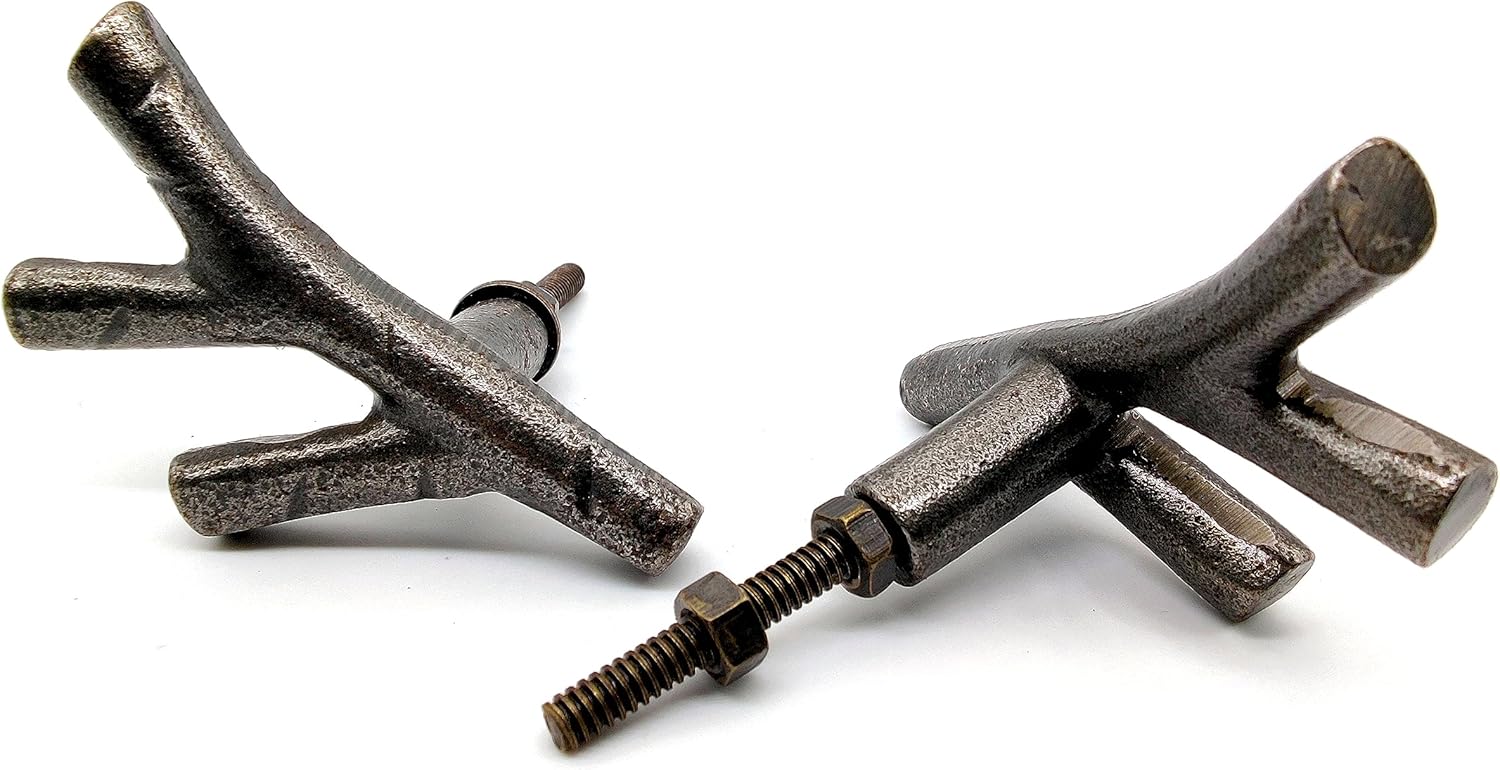 Twig Branch Cabinet Knobs – Set of 2 Black Tree Branch Handles, Vintage Cast Iron Drawer Pulls for Dresser - Image 3