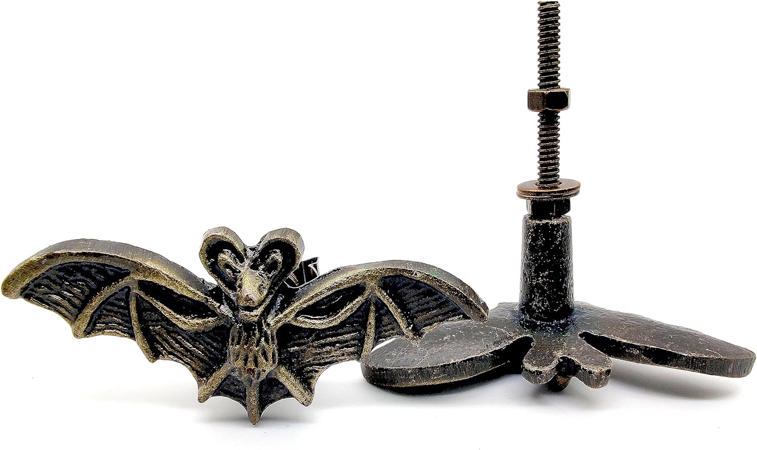 Bat Cabinet Cast Iron Knobs – 2 Pack Vintage Verdigris Drawer Pulls for Kitchen Cabinets, Shabby Chic Dresser - Image 6