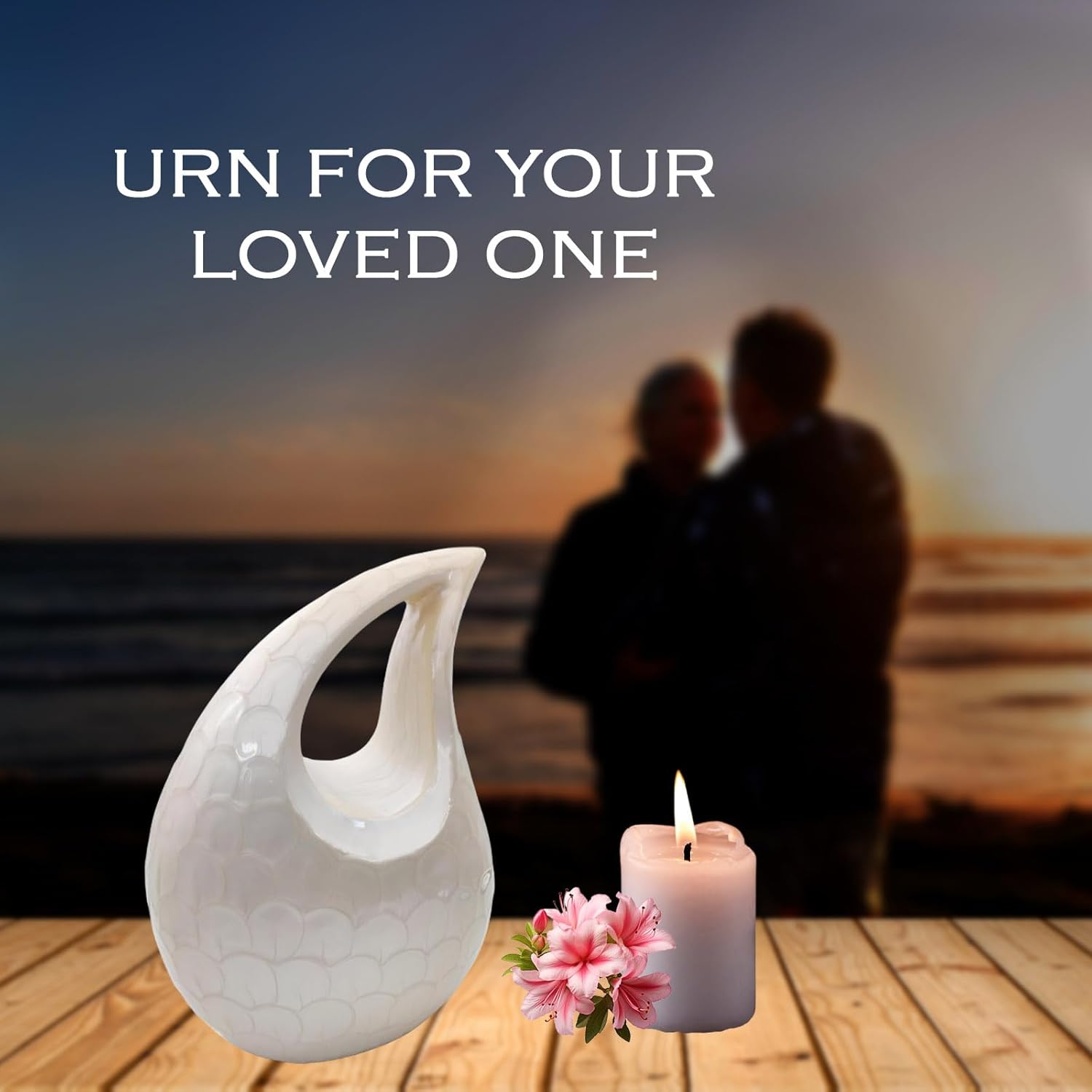 Teardrop Cremation Urn for Human Ashes – 10-Inch Keepsake Adult Urn with Lid, 200 Cubic Inch Capacity - Image 4