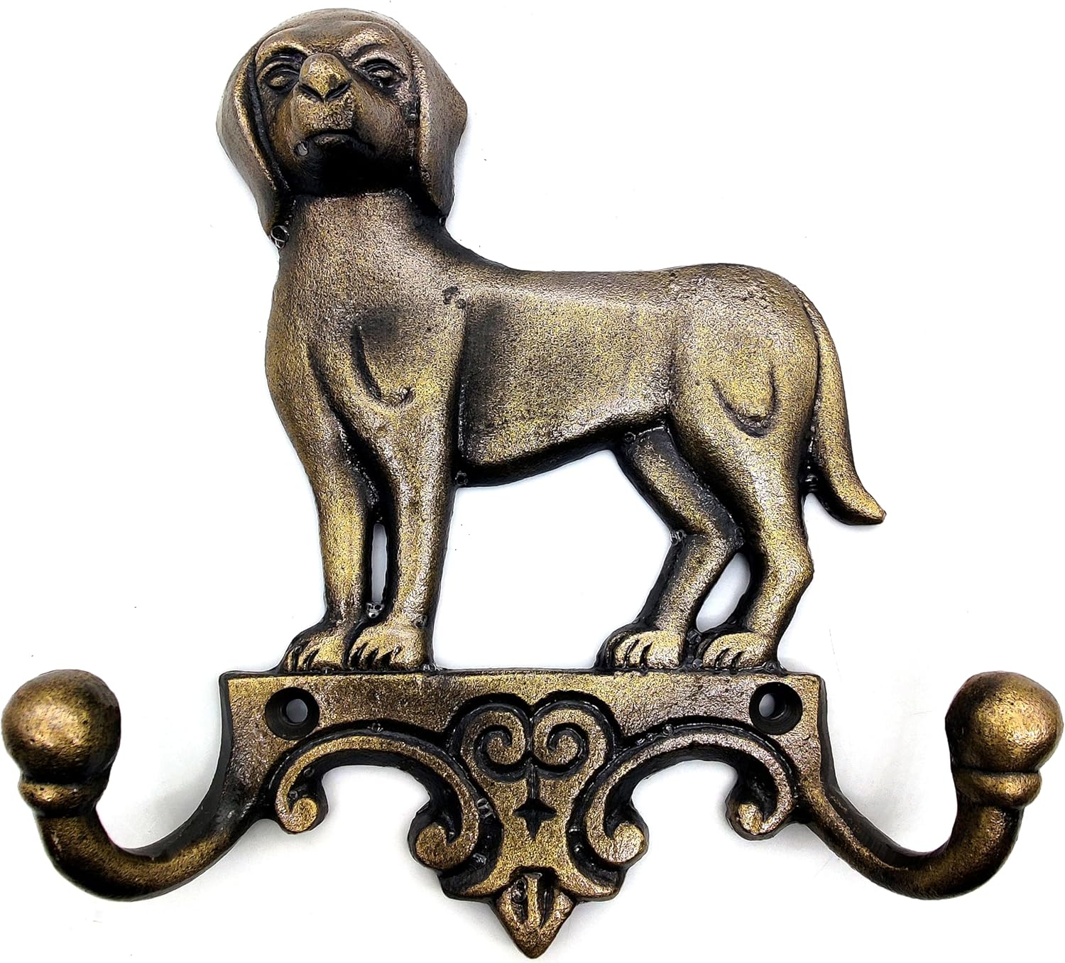 Cast Iron Dog Key Holder - Decorative Wall Hooks for Keys, Leashes, and Coats, Antique Finish Gift for Dog Lovers.