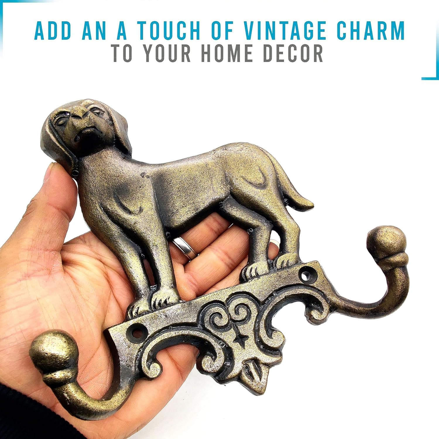Cast Iron Dog Key Holder - Decorative Wall Hooks for Keys, Leashes, and Coats, Antique Finish Gift for Dog Lovers. - Image 4