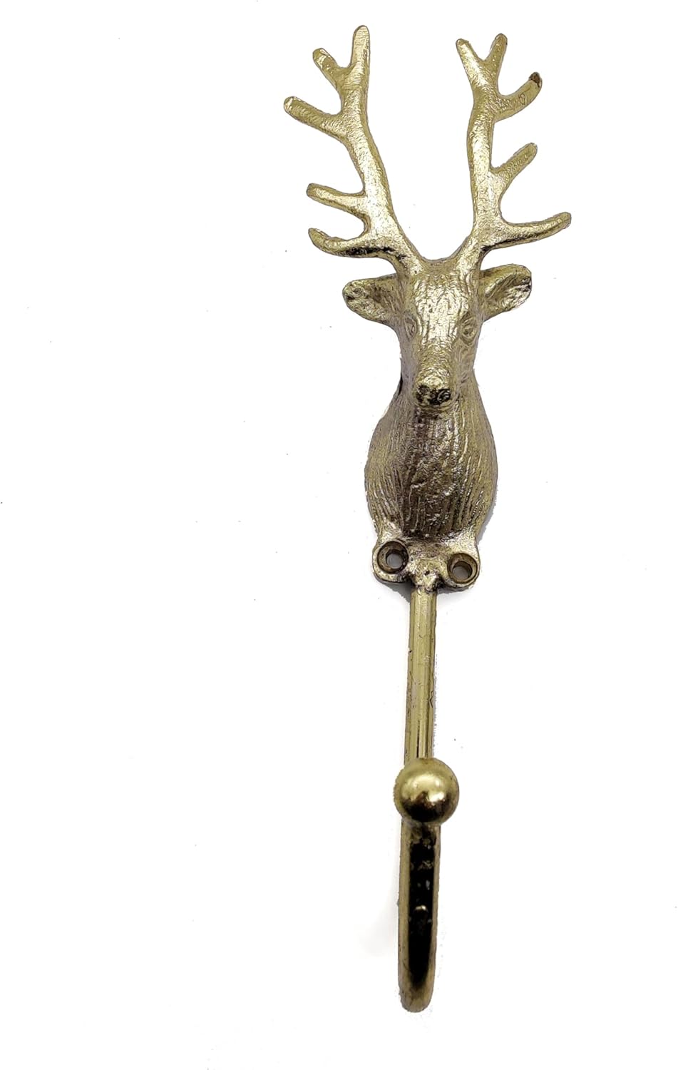 Vintage Deer Head Coat Hook - Heavy Duty Antique Brass Wall Mounted Animal Hanger, Polish Finish. - Image 2