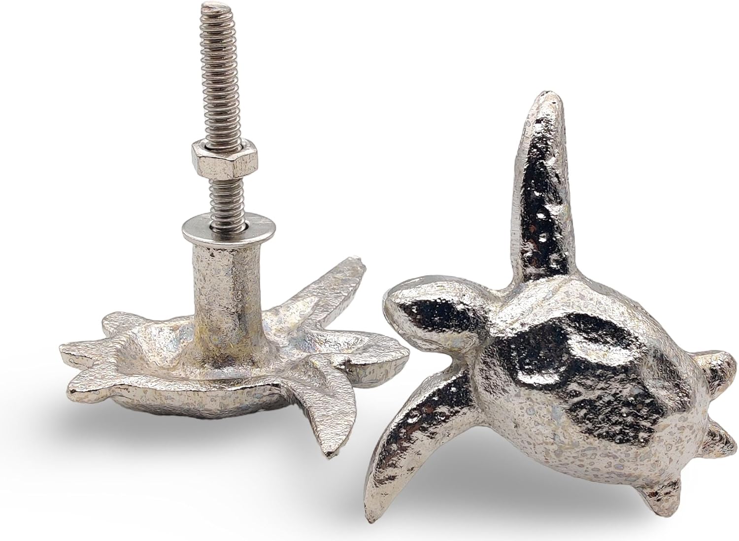 Cast Iron Turtle Knob – Set of 2 Nautical Cabinet Drawer Pulls, Coastal Beach Decor Handles - Image 5