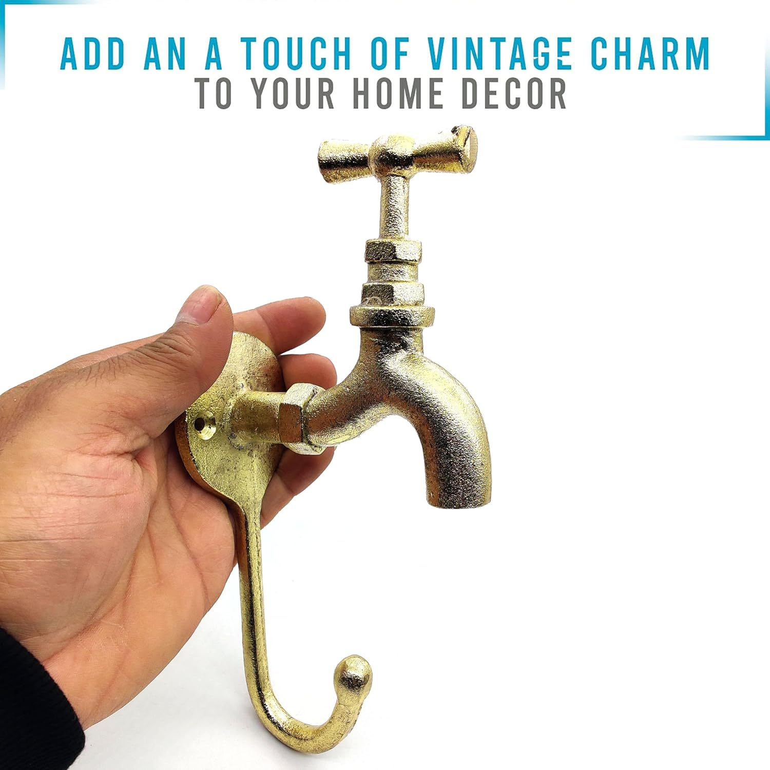 Heavy Duty Brass Tap Coat Hook - Vintage Wall Mounted Single Hook for Coats, Clothes, and Towels - Polish Finish. - Image 4