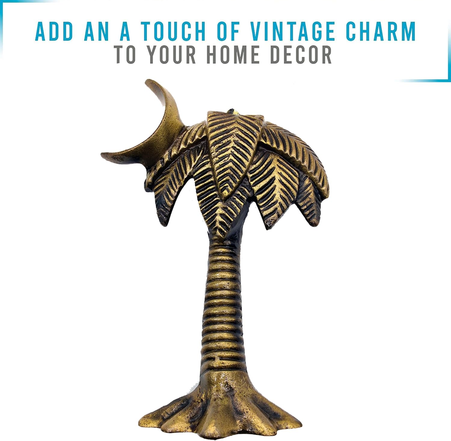 Antique Palm Tree Door Knocker – Handcrafted Bronze Finish Cast Iron Decorative Hardware for Doors - Image 2