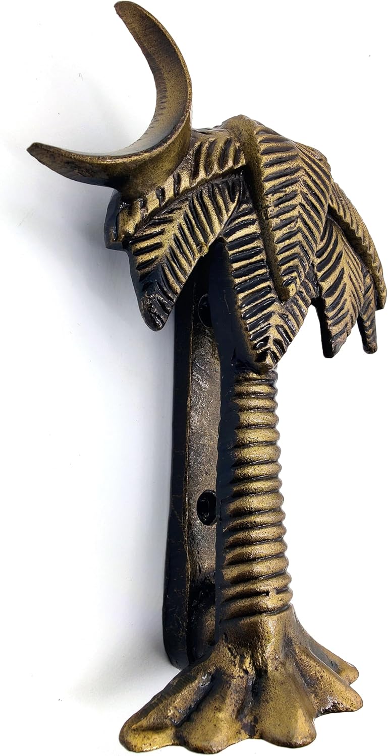 Antique Palm Tree Door Knocker – Handcrafted Bronze Finish Cast Iron Decorative Hardware for Doors - Image 3