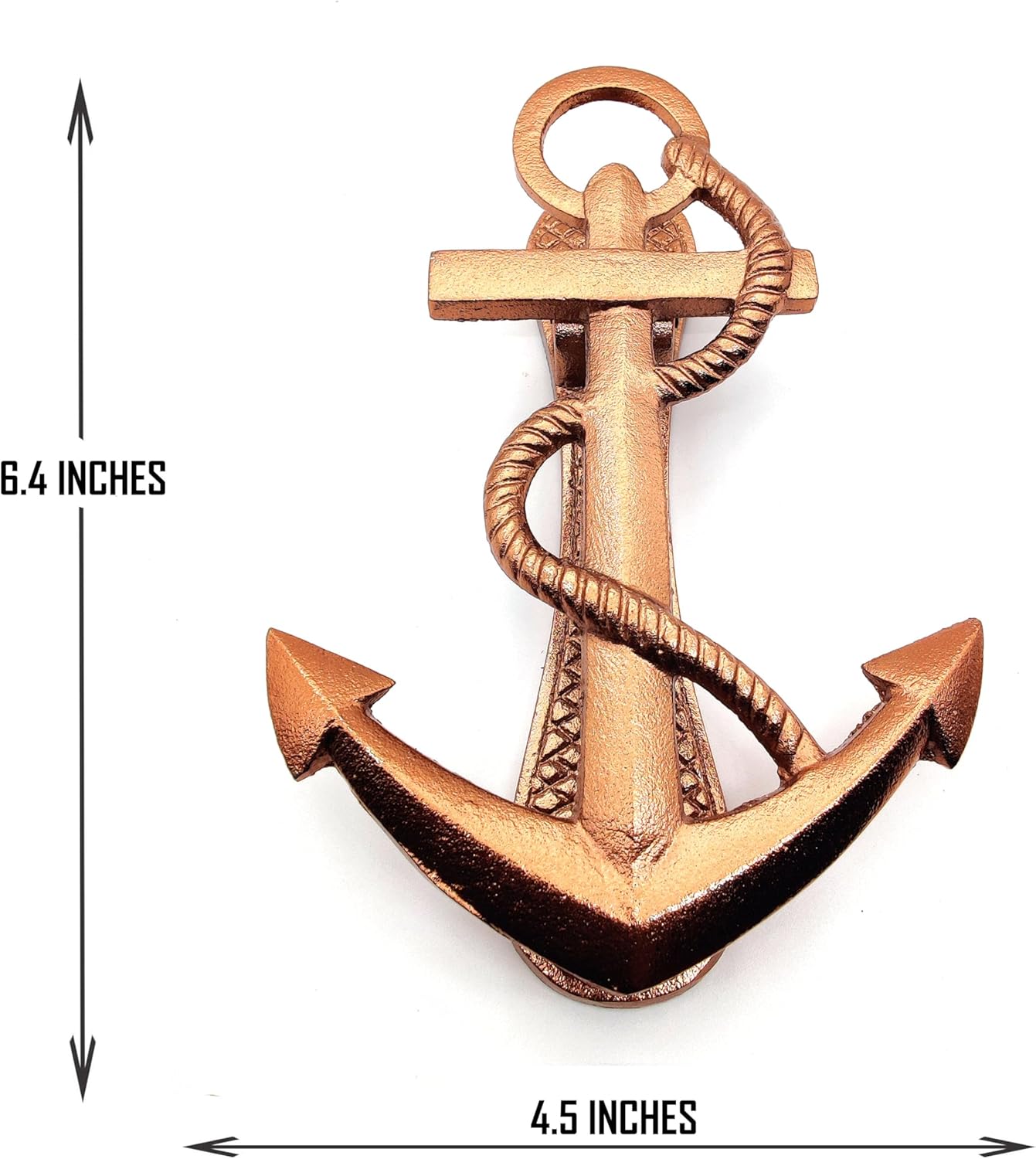 Copper Finish Anchor Front Door Knocker – Heavy Duty Metal Knockers for Garden, Wooden House & Farmhouse Décor - Image 6