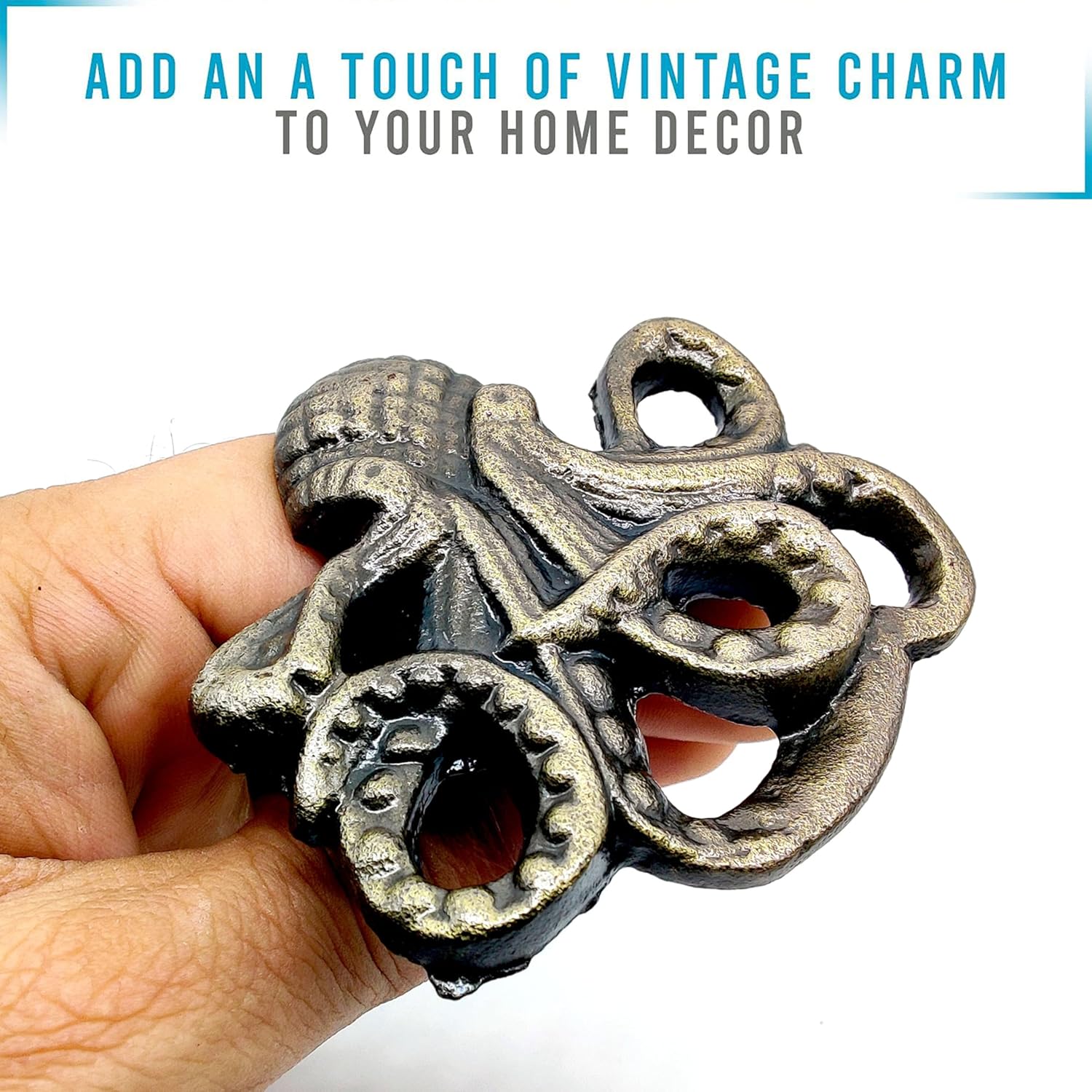 Cast Iron Octopus Knobs – Set of 2 Nautical Cabinet & Drawer Pulls for Coastal Beach Décor - Image 3