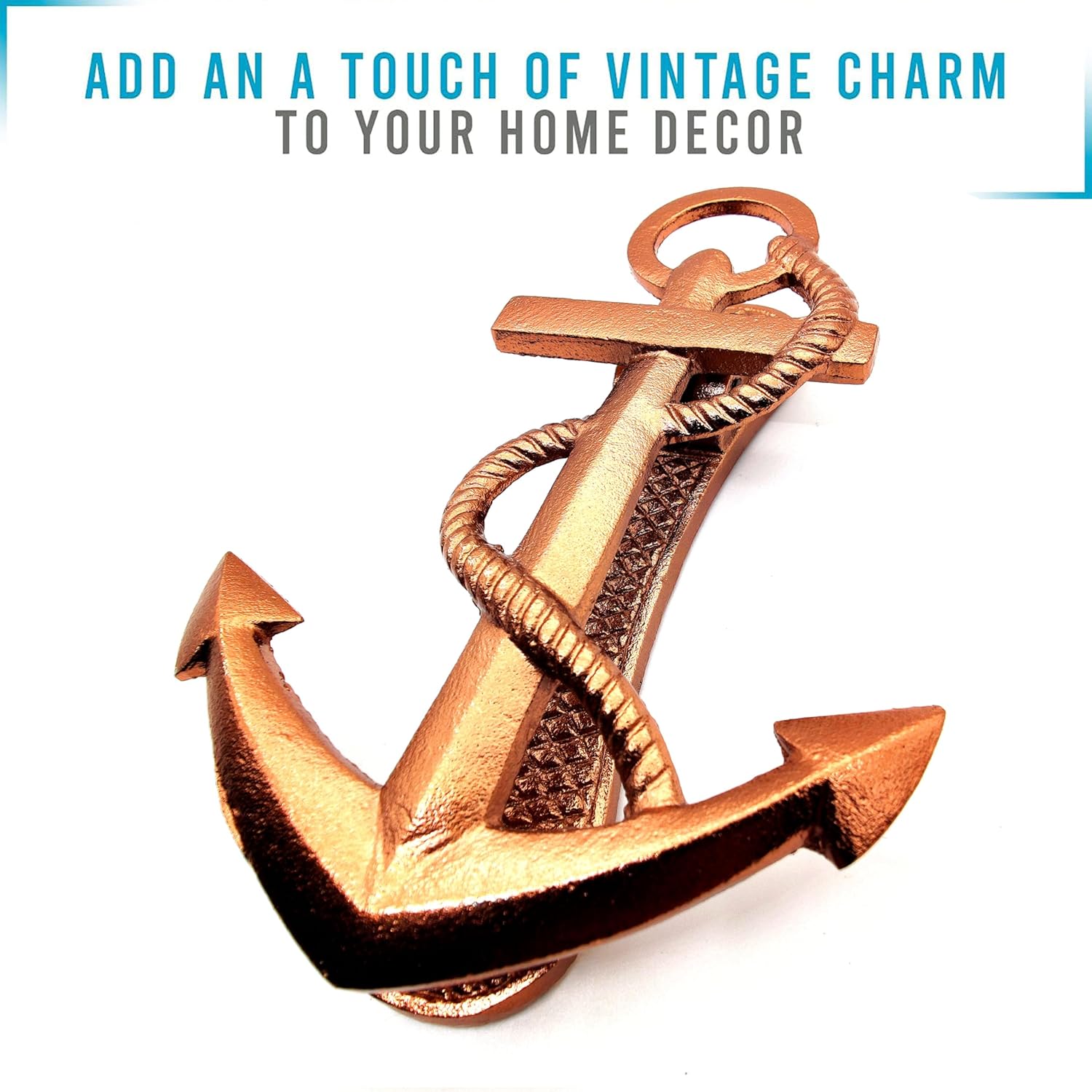 Copper Finish Anchor Front Door Knocker – Heavy Duty Metal Knockers for Garden, Wooden House & Farmhouse Décor - Image 3